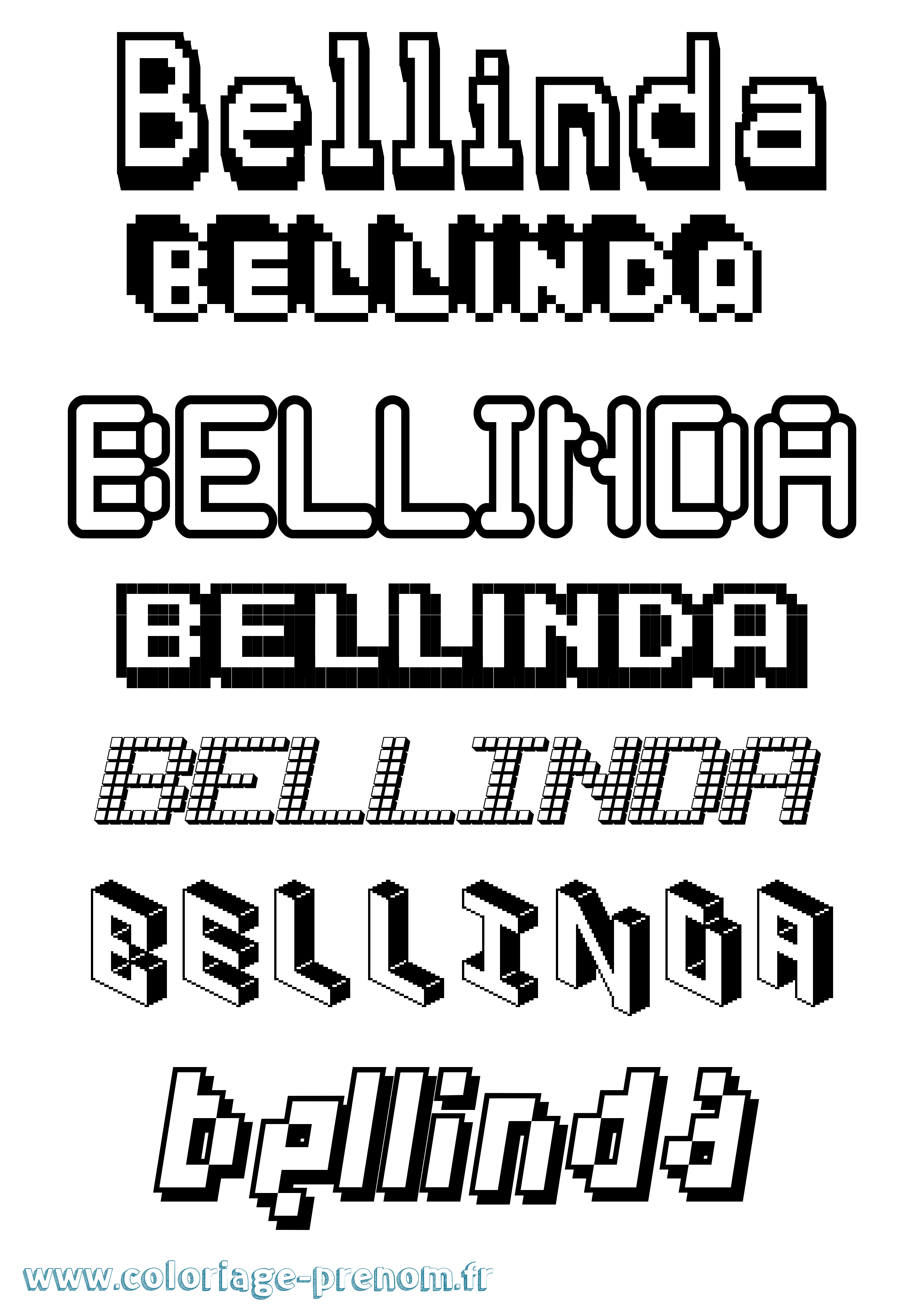 Coloriage prénom Bellinda Pixel