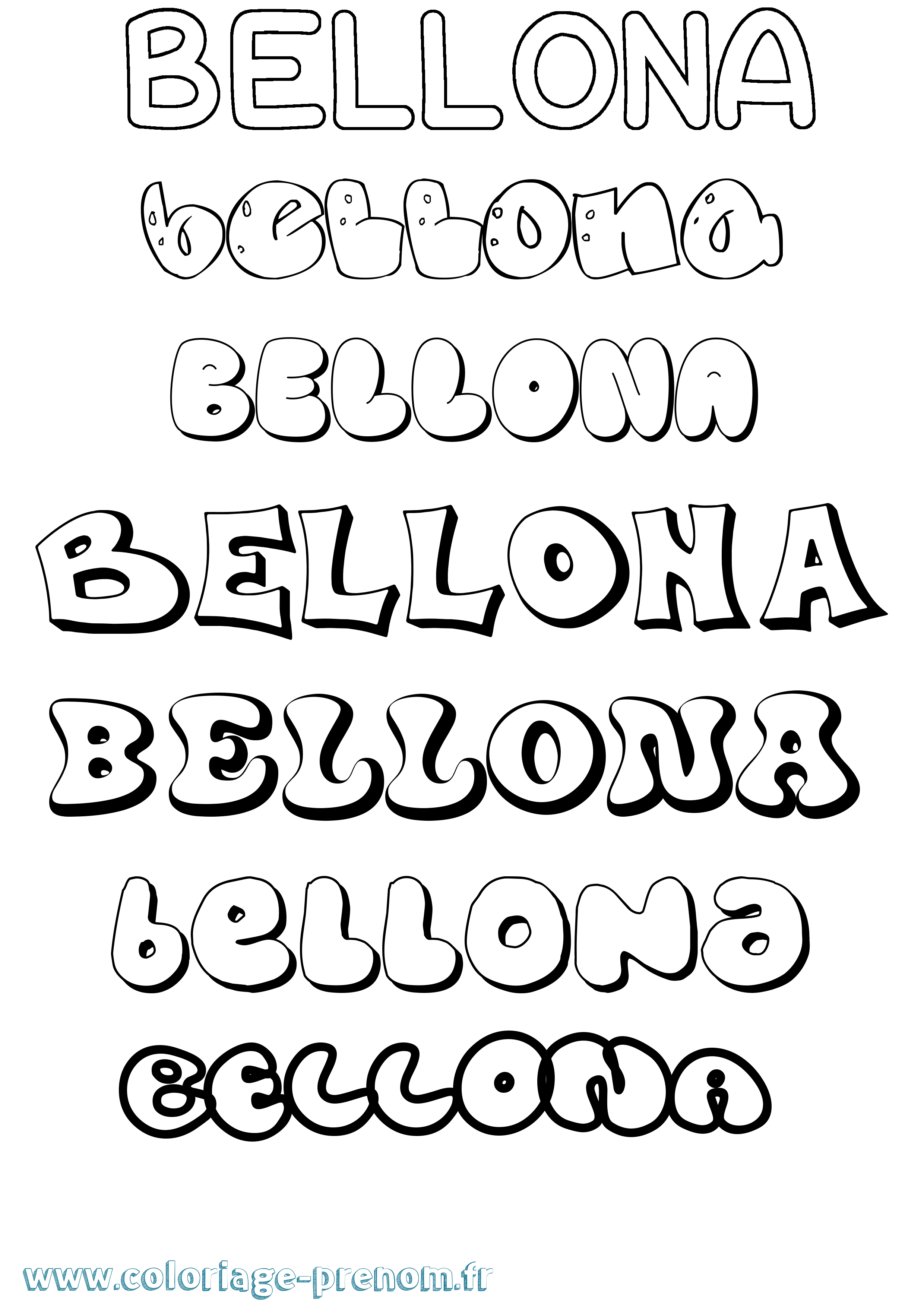 Coloriage prénom Bellona Bubble