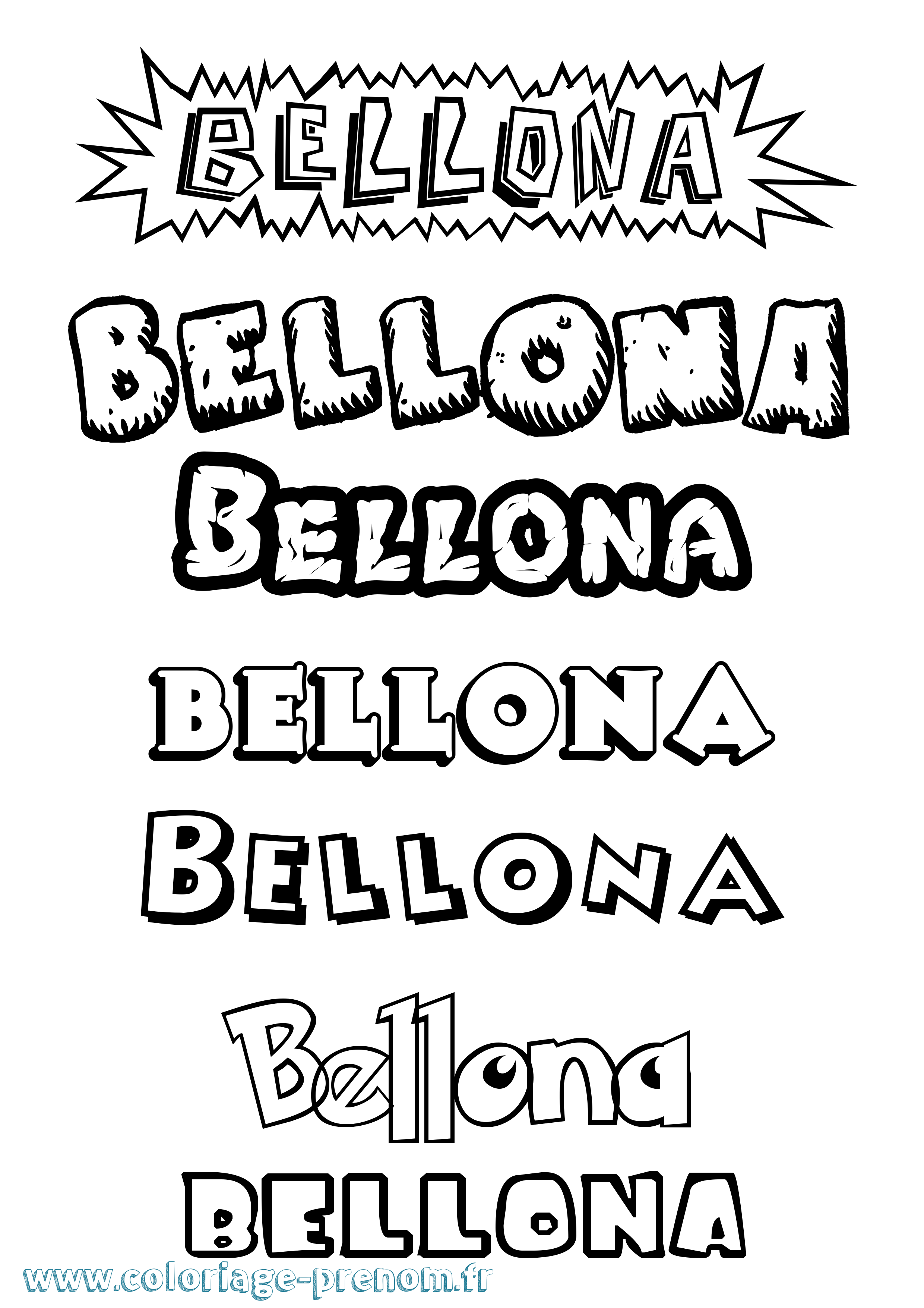 Coloriage prénom Bellona Dessin Animé