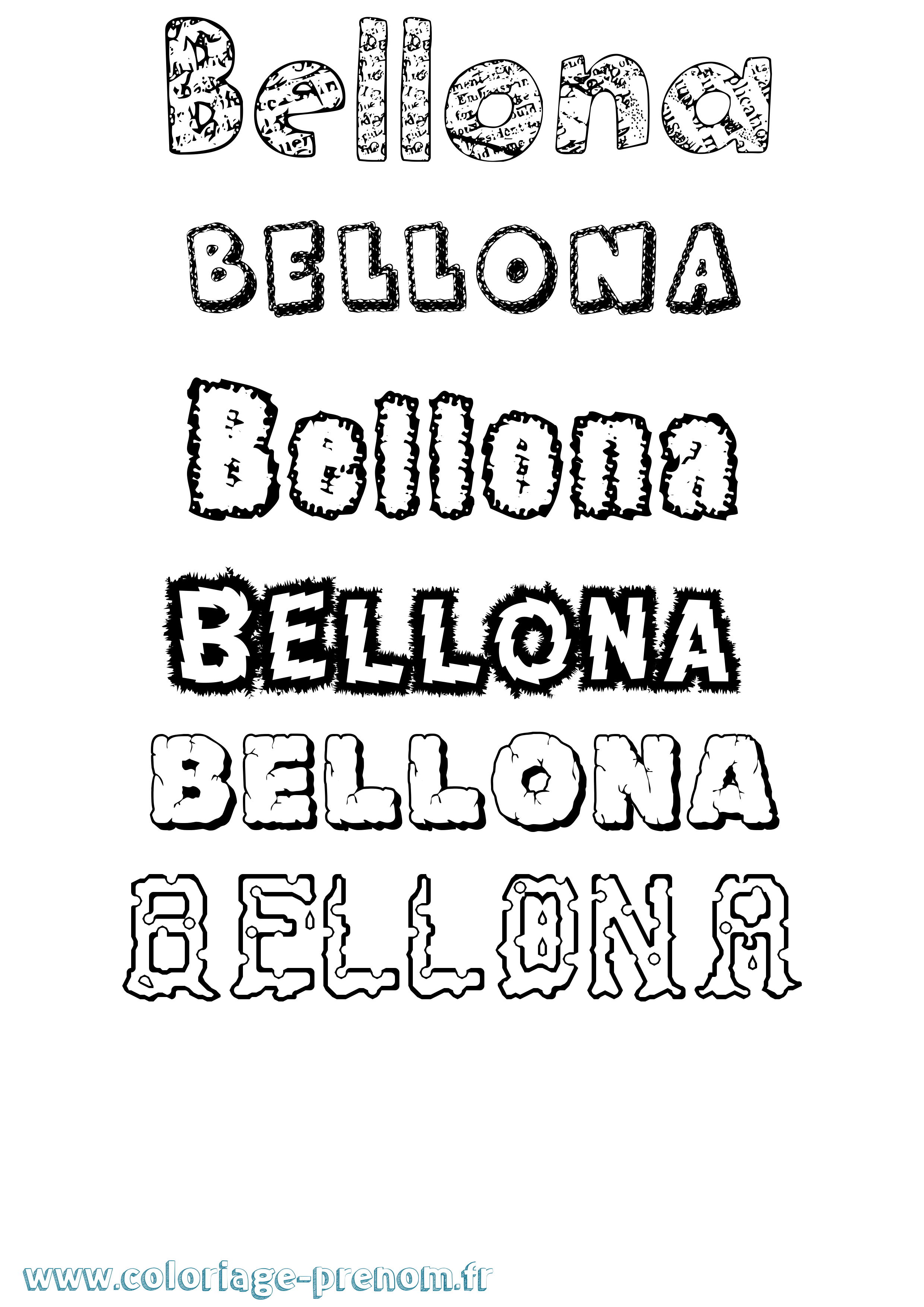 Coloriage prénom Bellona Destructuré
