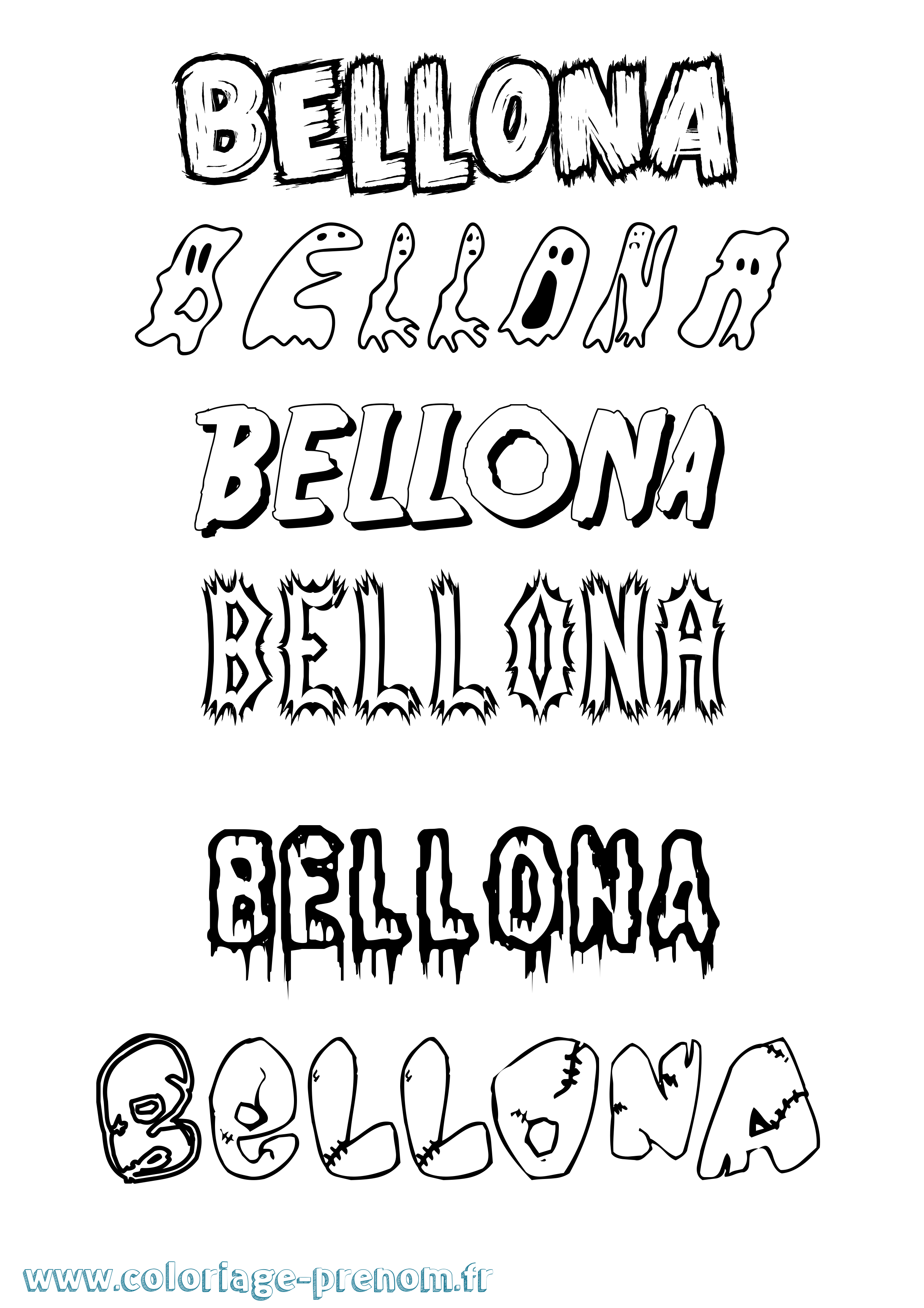 Coloriage prénom Bellona Frisson