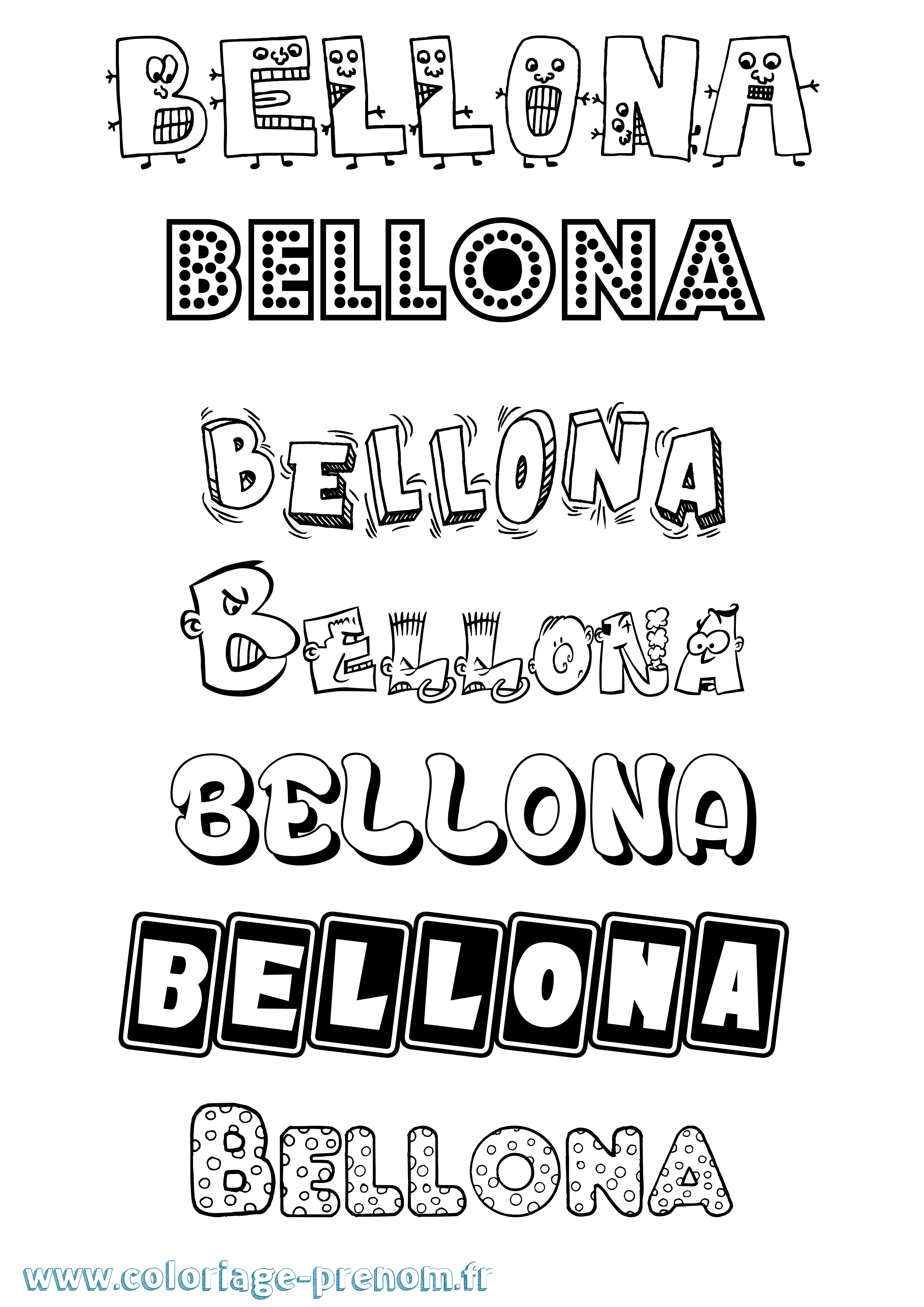 Coloriage prénom Bellona Fun