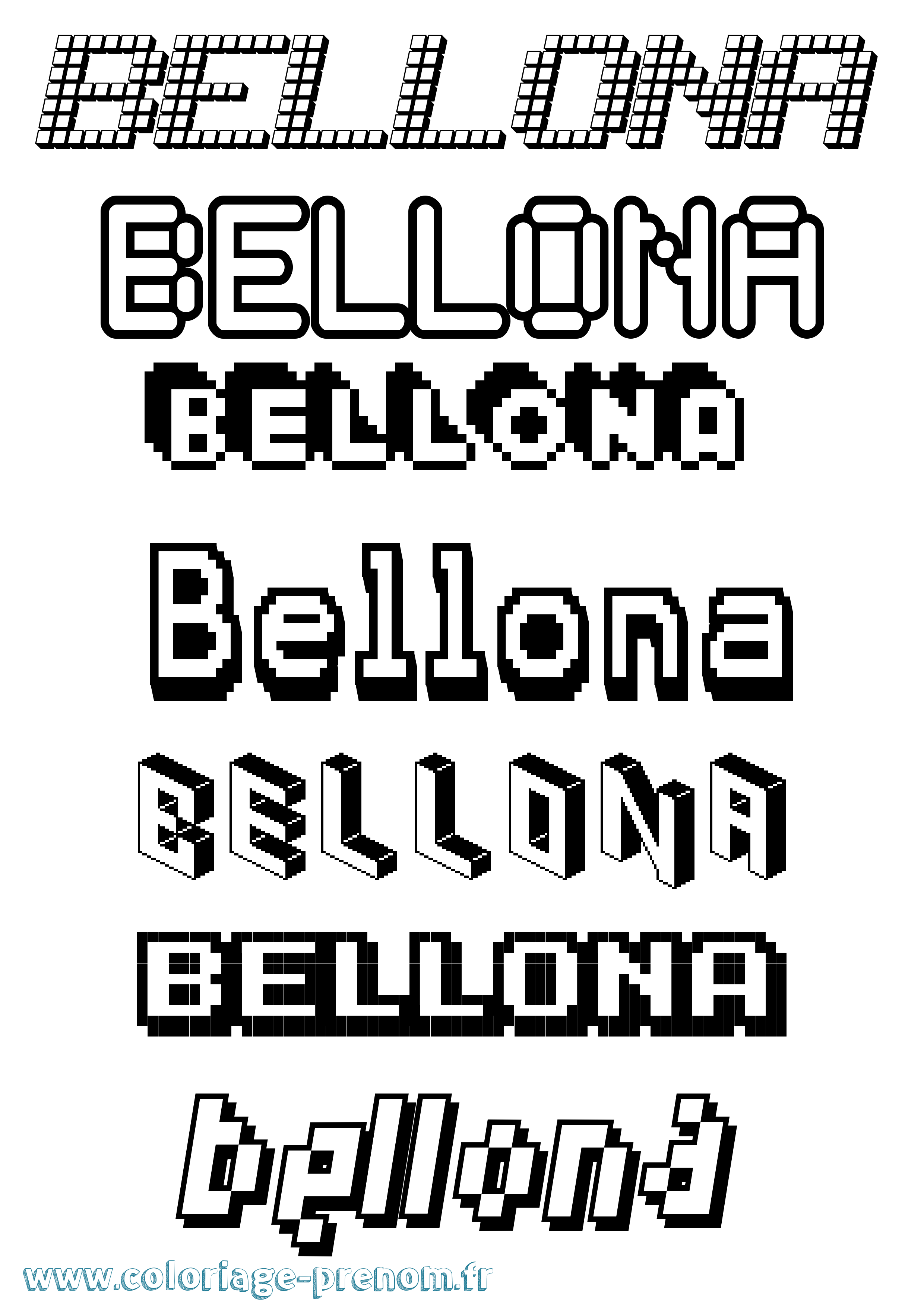 Coloriage prénom Bellona Pixel
