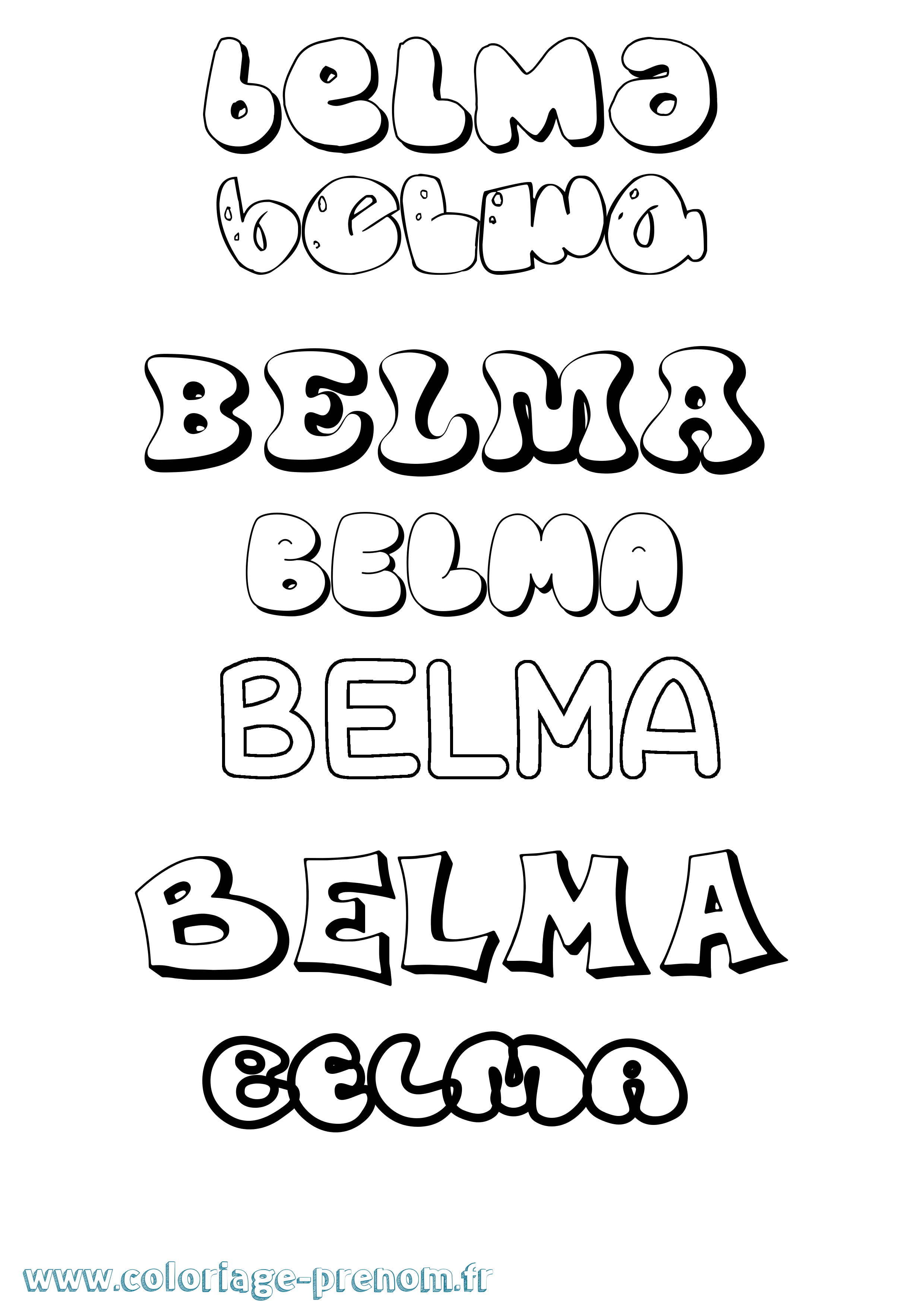 Coloriage prénom Belma Bubble