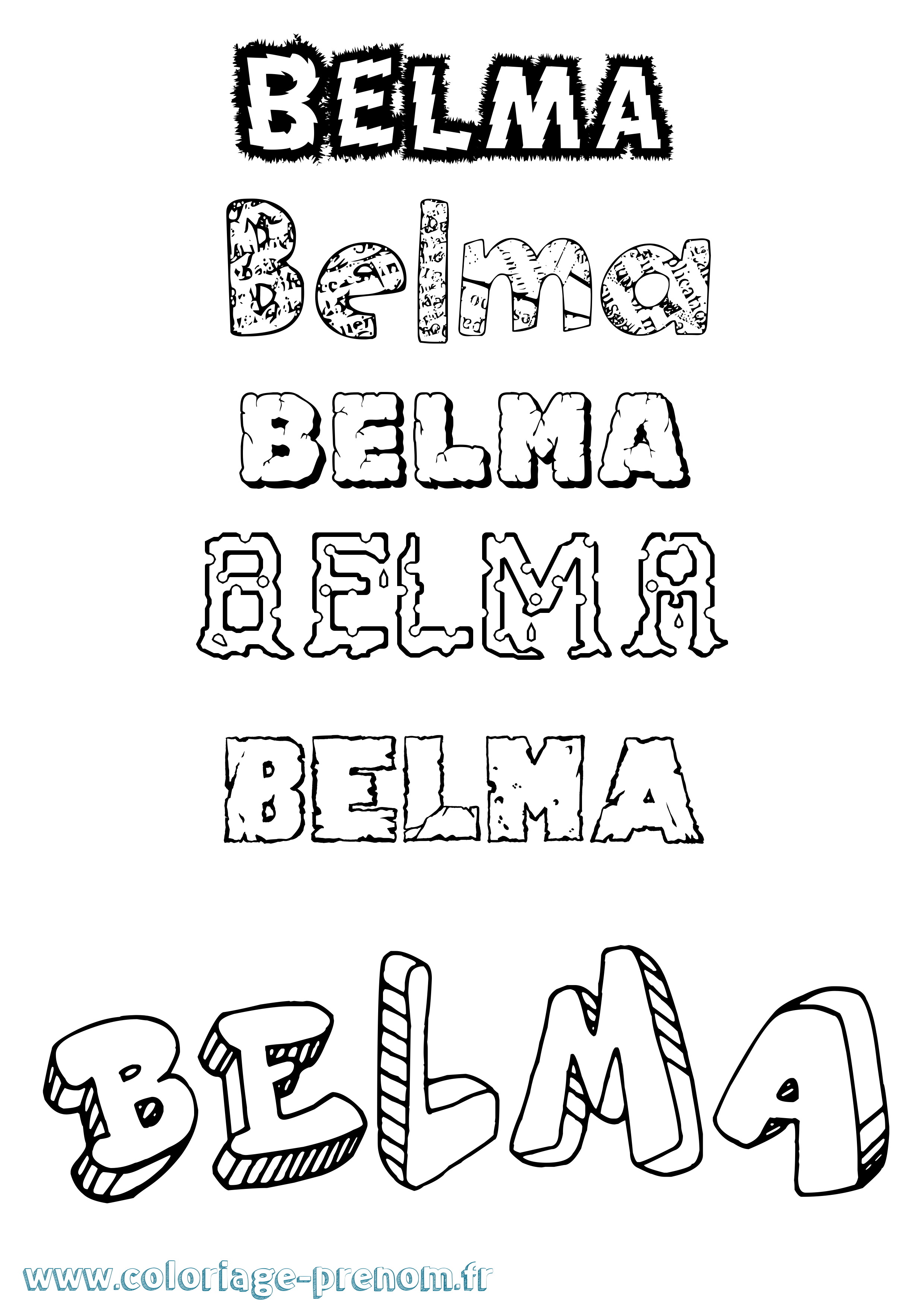 Coloriage prénom Belma Destructuré