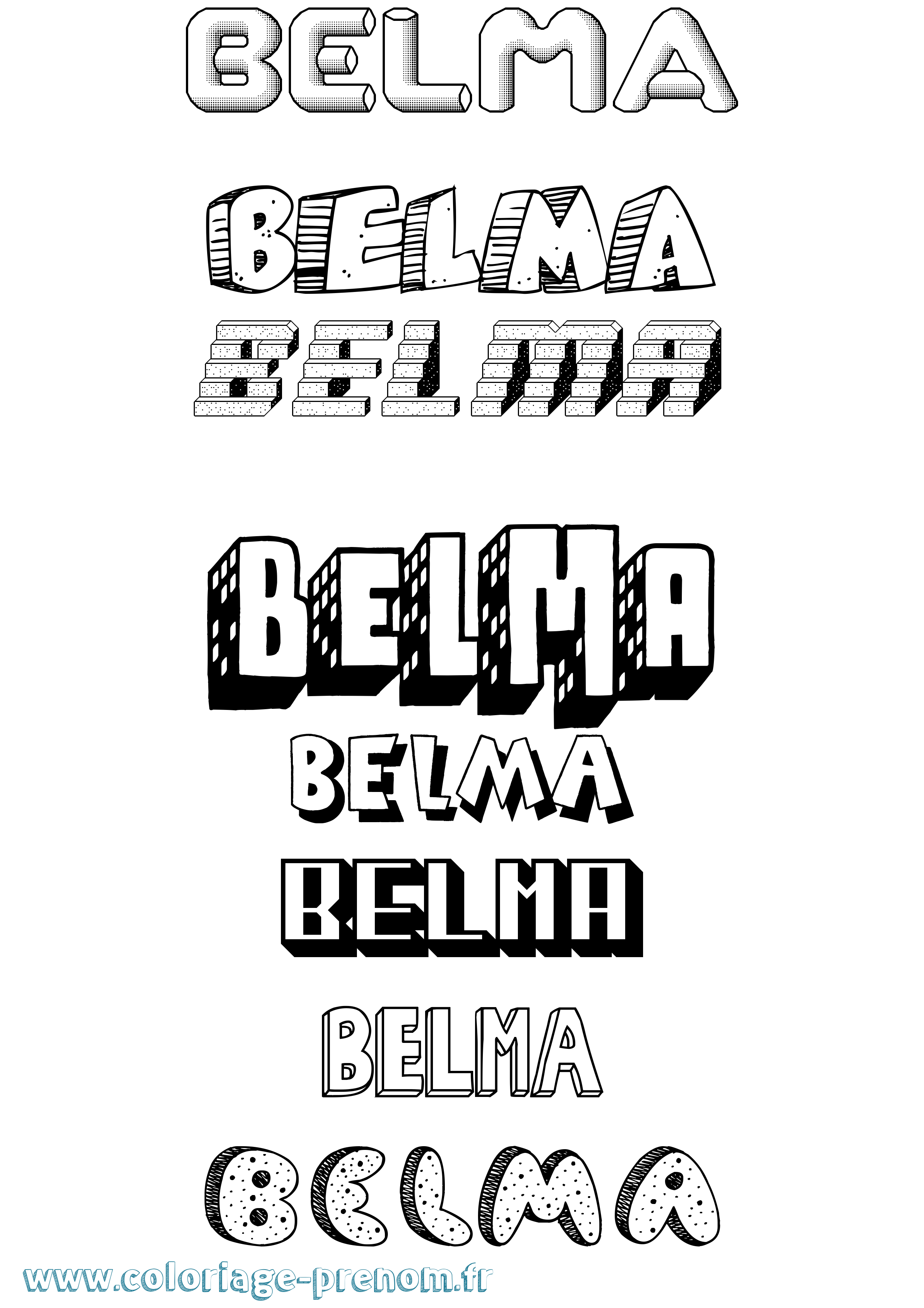 Coloriage prénom Belma Effet 3D