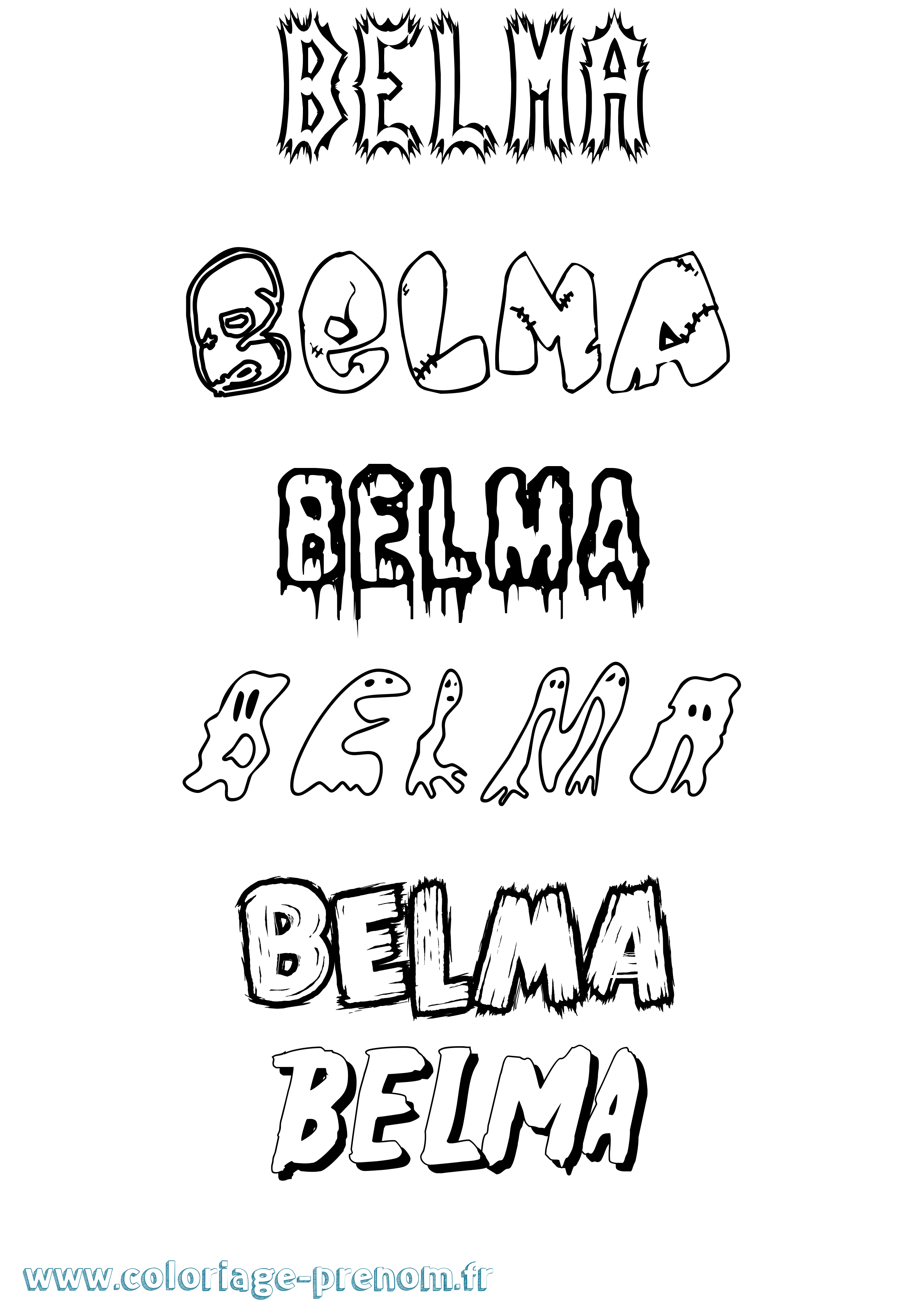 Coloriage prénom Belma Frisson