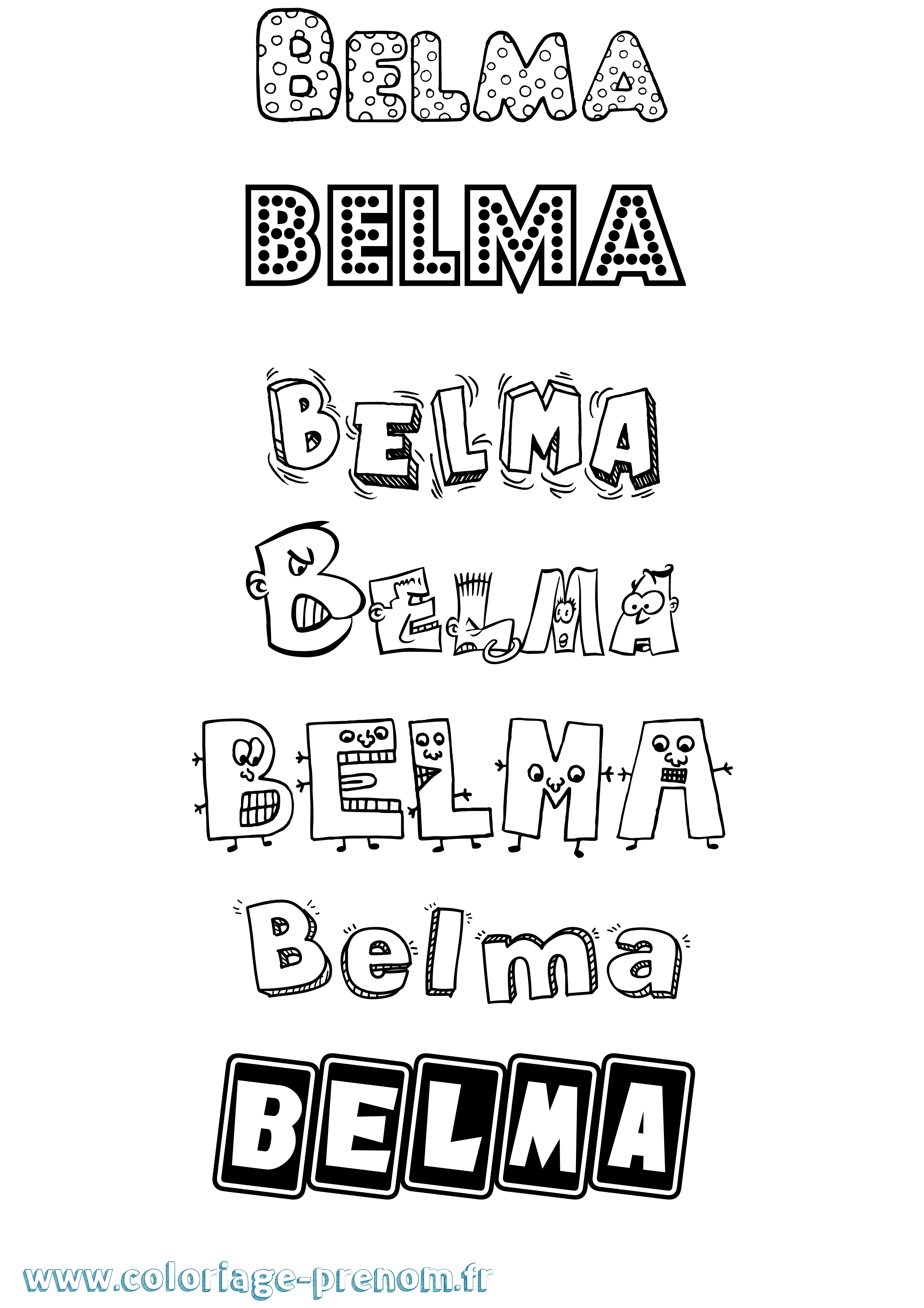 Coloriage prénom Belma Fun