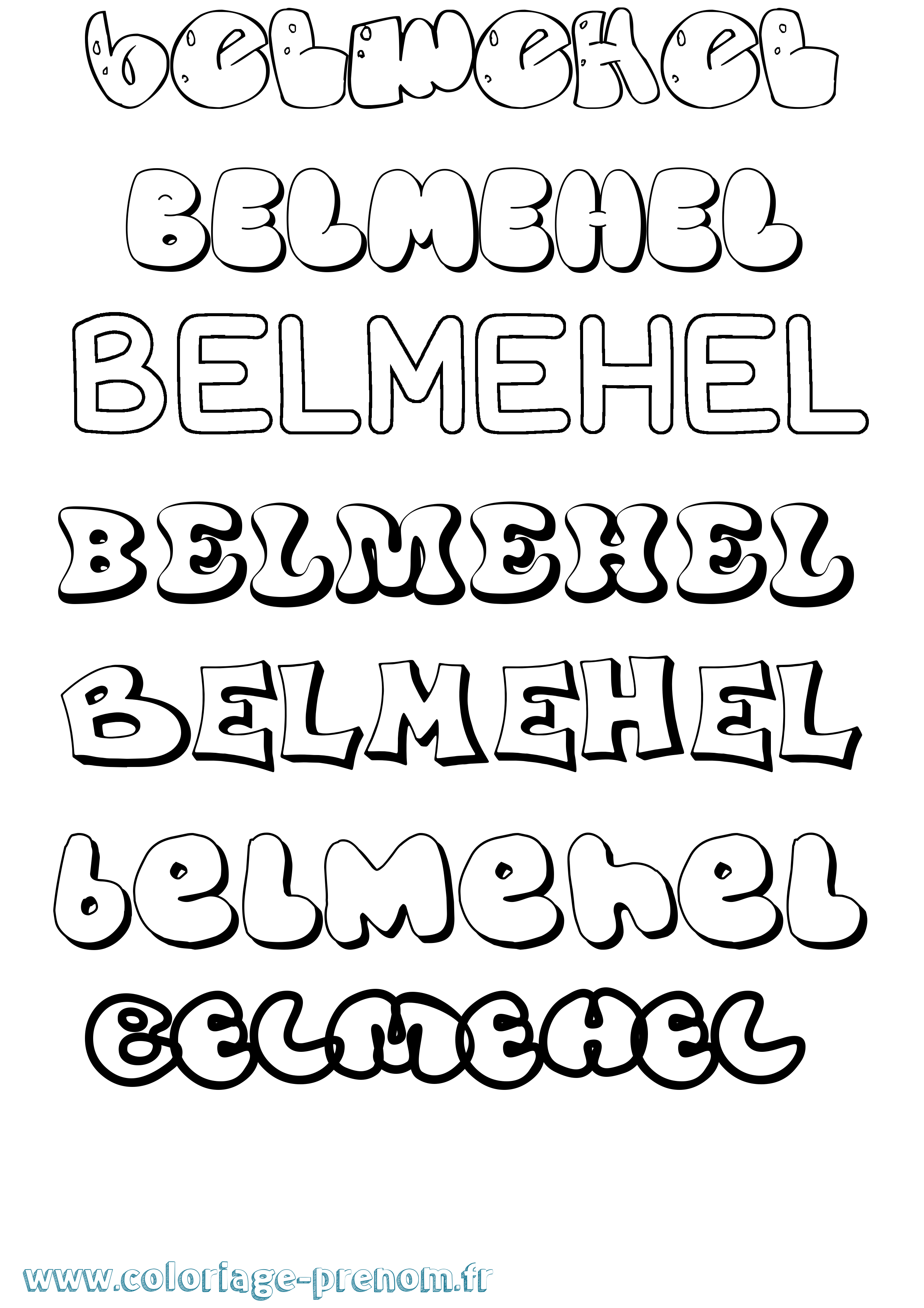 Coloriage Belmehel Bubble Coloriage prénom Belmehel Bubble
