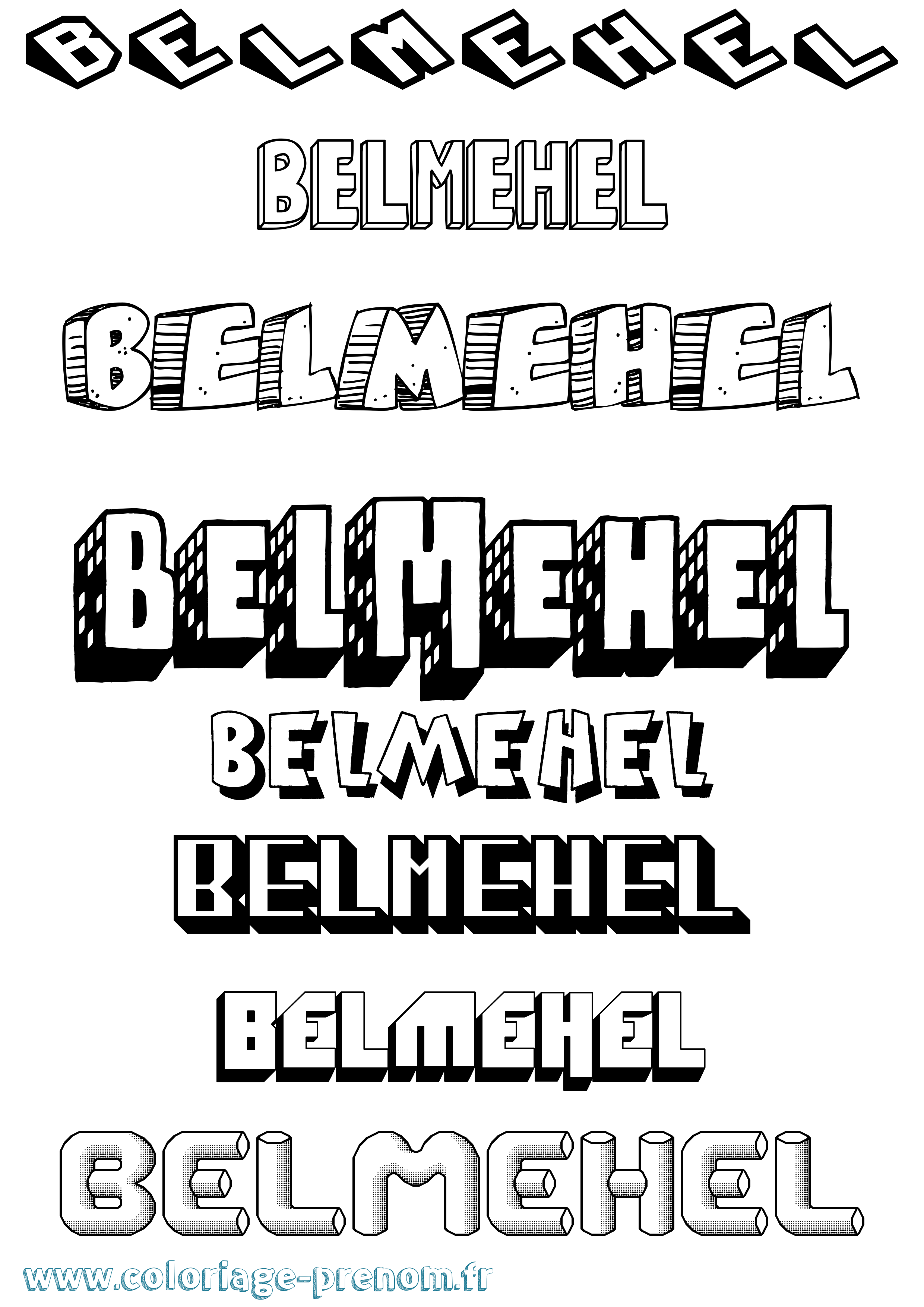 Coloriage Belmehel Effet 3D Coloriage prénom Belmehel Effet 3D
