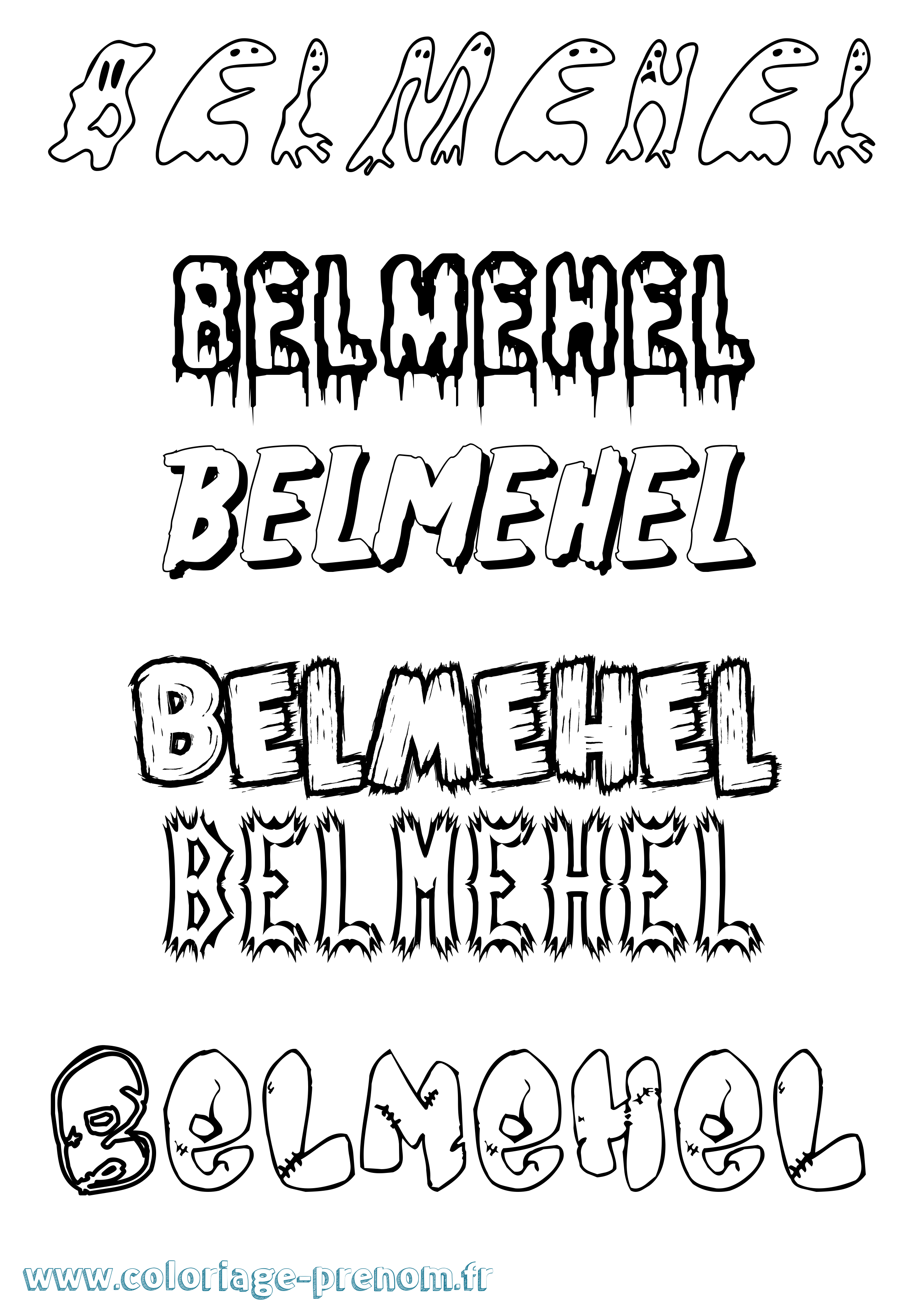 Coloriage Belmehel Frisson Coloriage prénom Belmehel Frisson