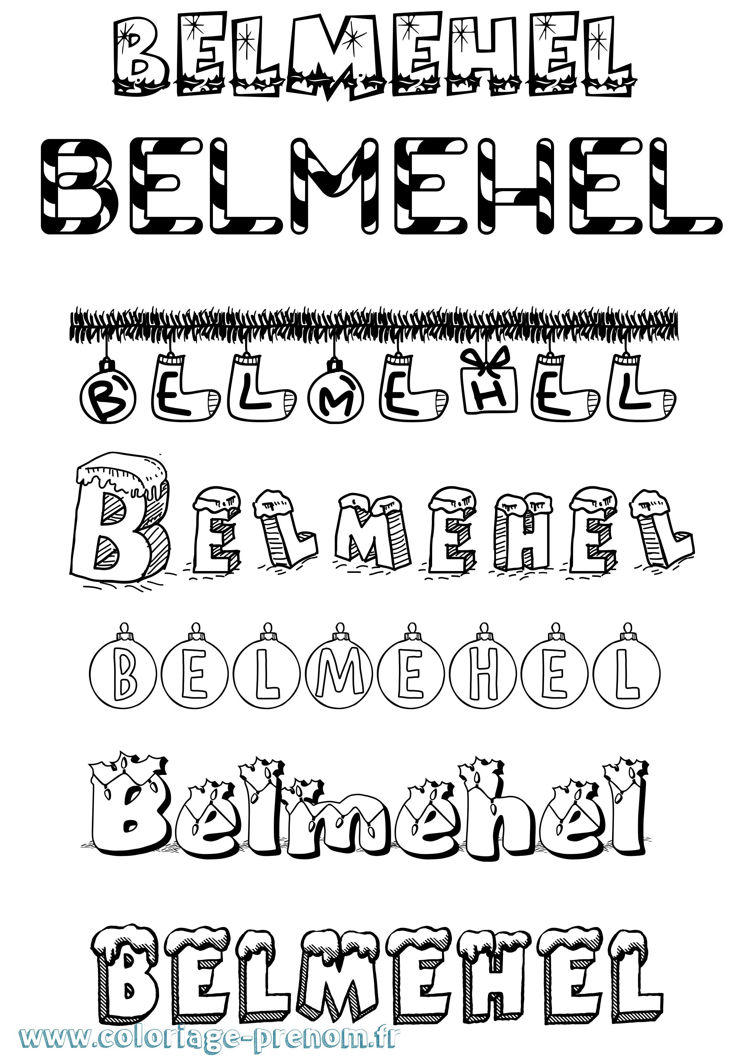 Coloriage Belmehel Noël Coloriage prénom Belmehel Noël