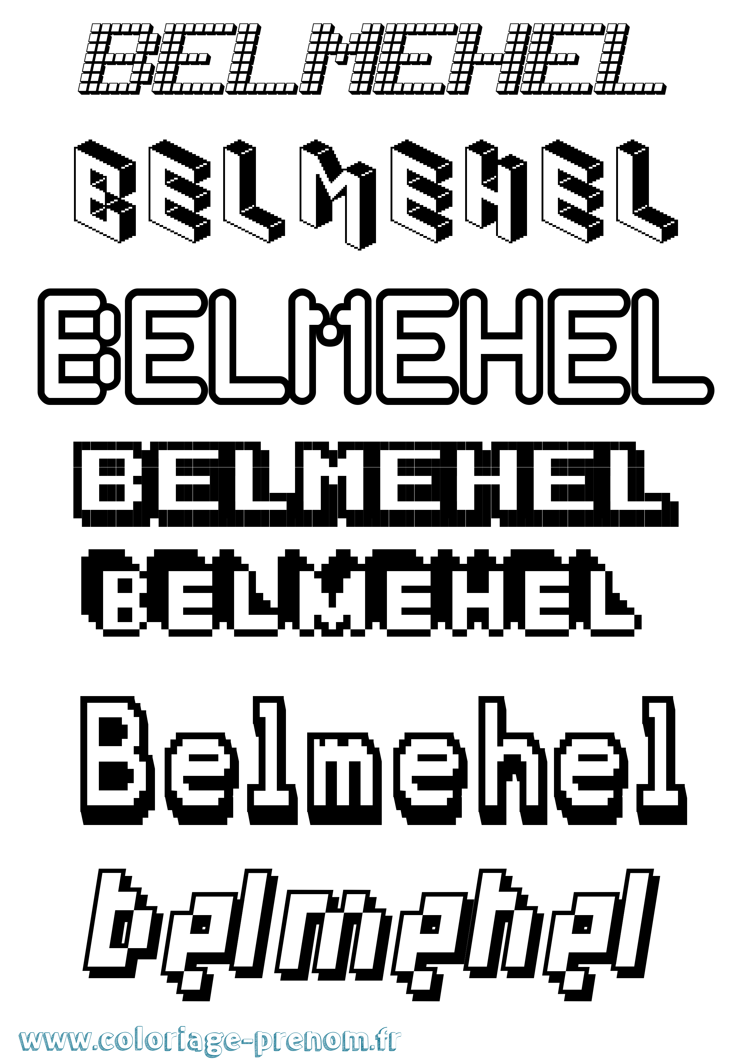 Coloriage Belmehel Pixel Coloriage prénom Belmehel Pixel