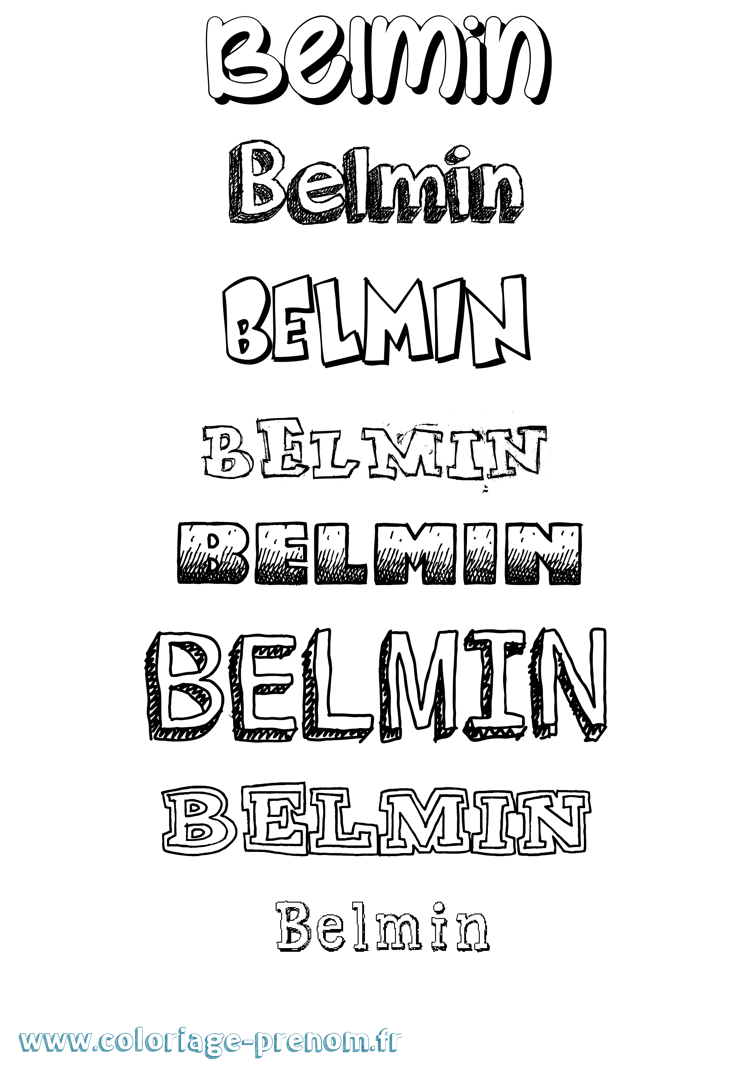 Coloriage prénom Belmin Dessiné