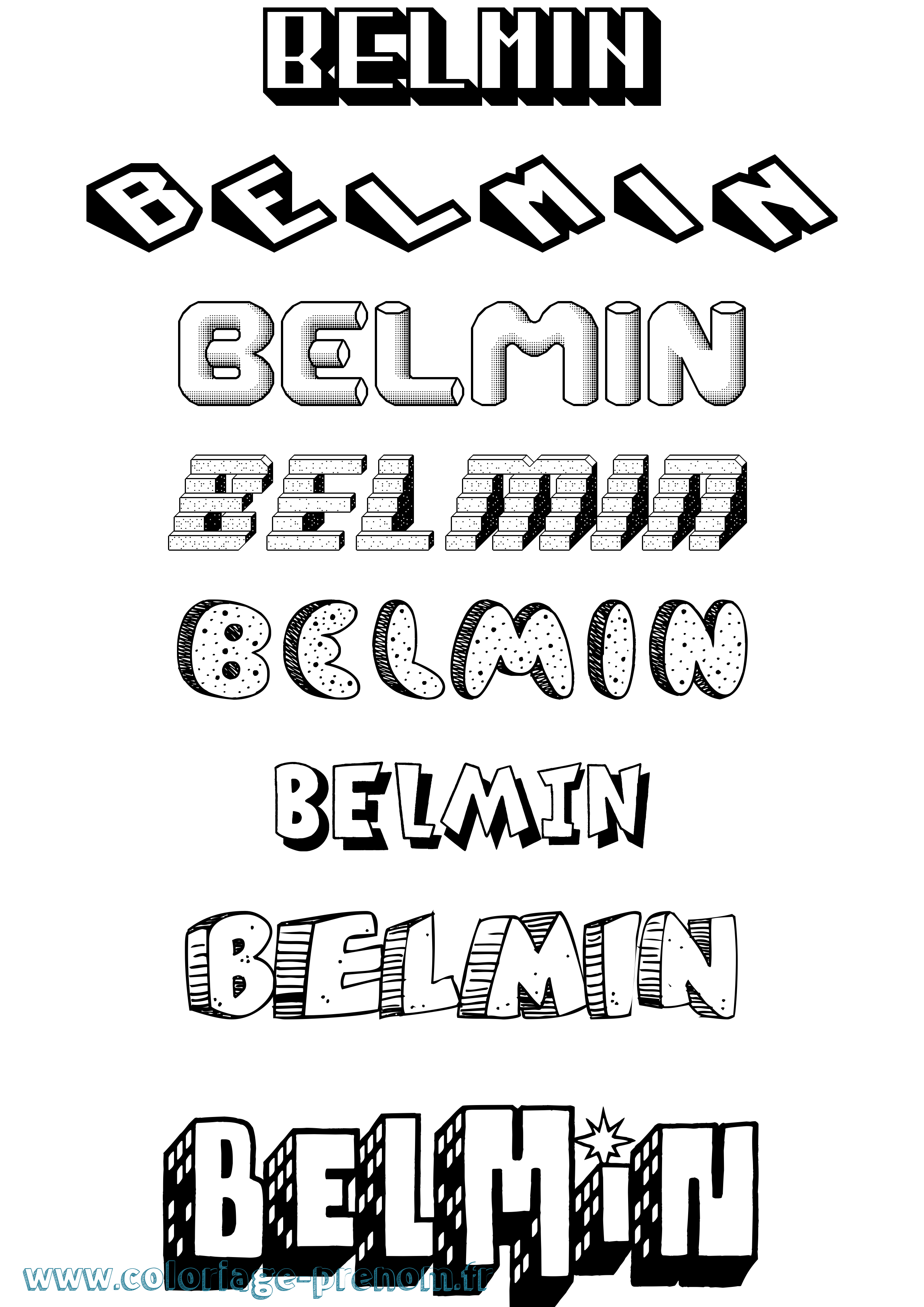 Coloriage prénom Belmin Effet 3D
