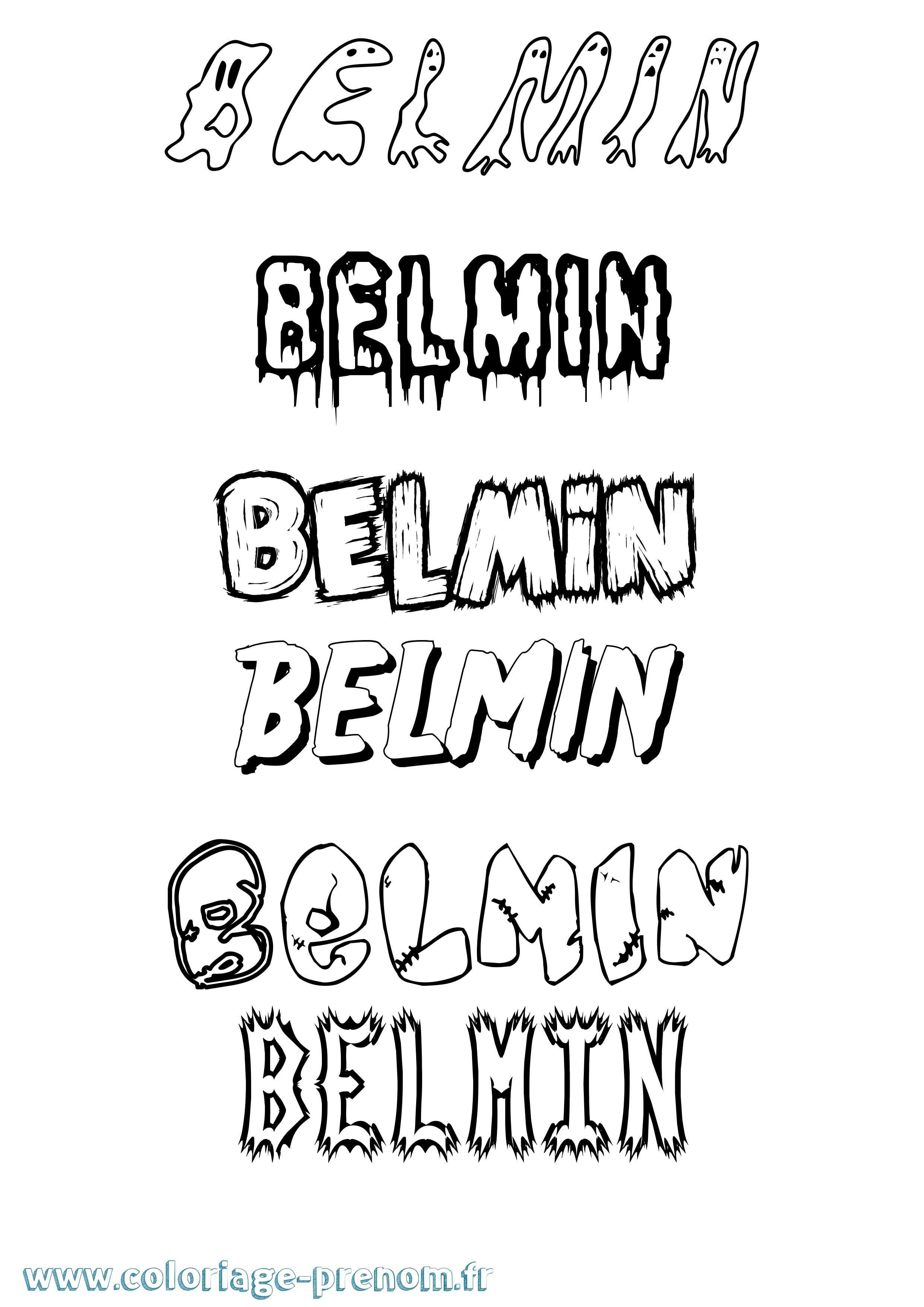 Coloriage prénom Belmin Frisson