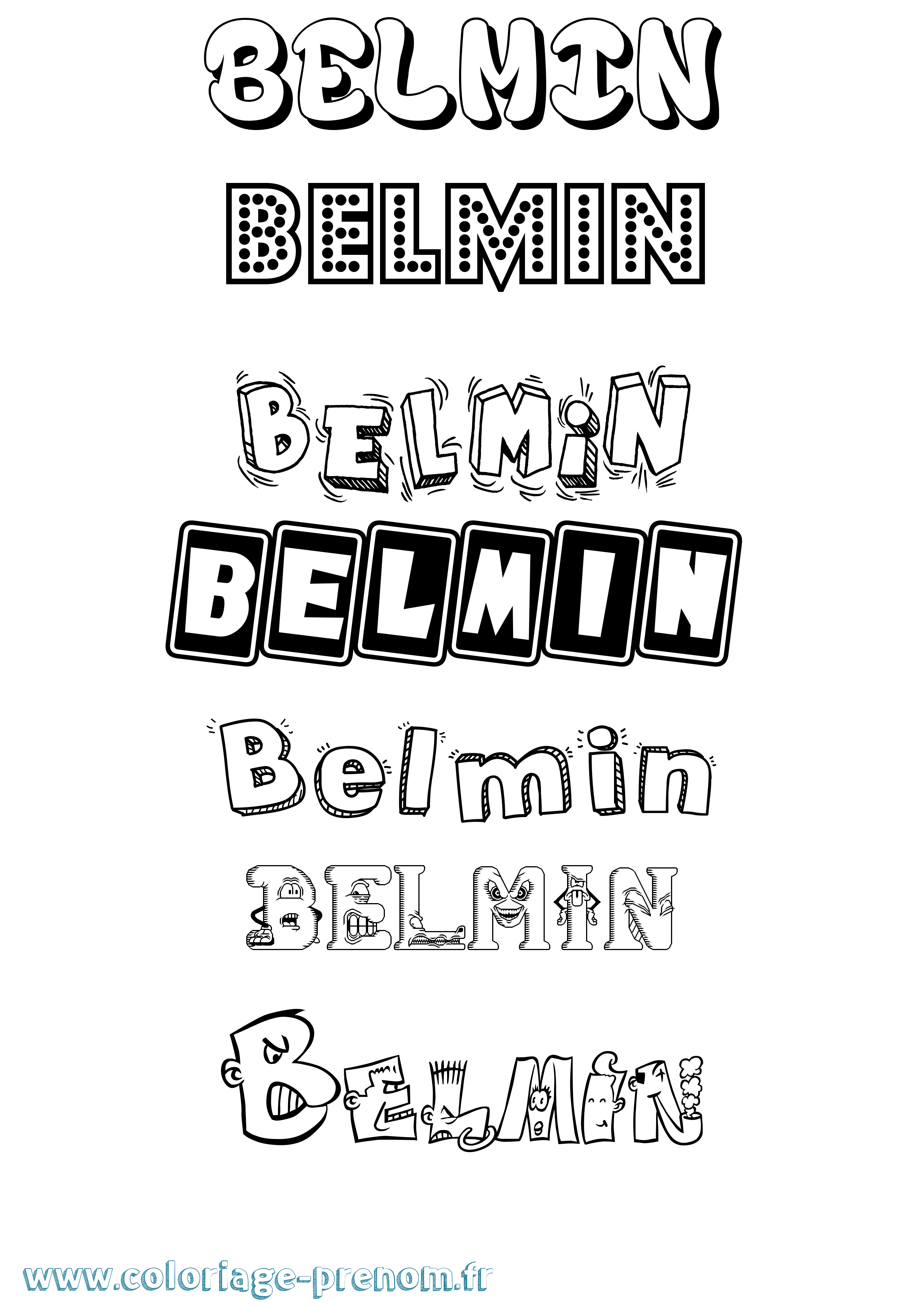 Coloriage prénom Belmin Fun