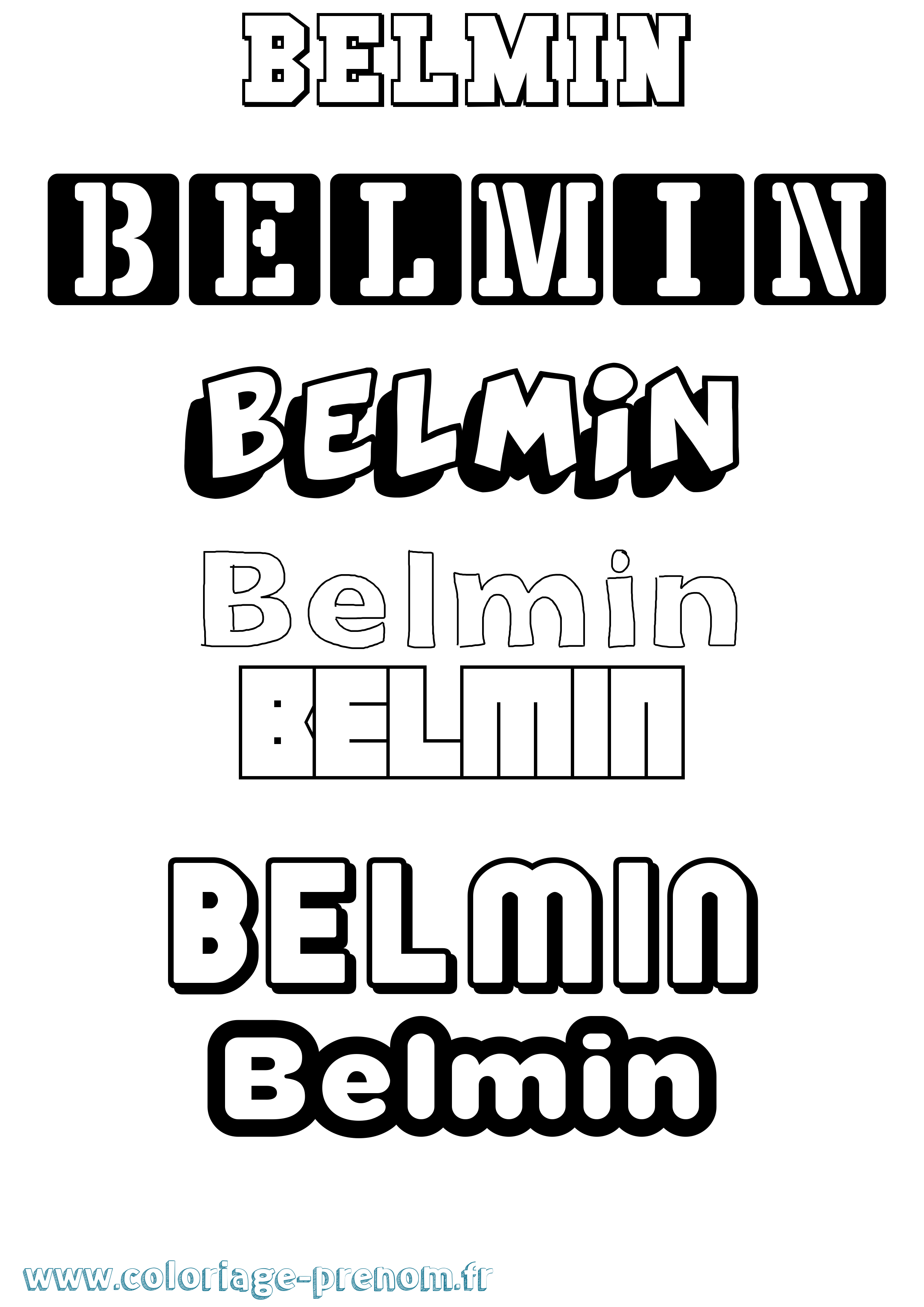 Coloriage prénom Belmin Simple