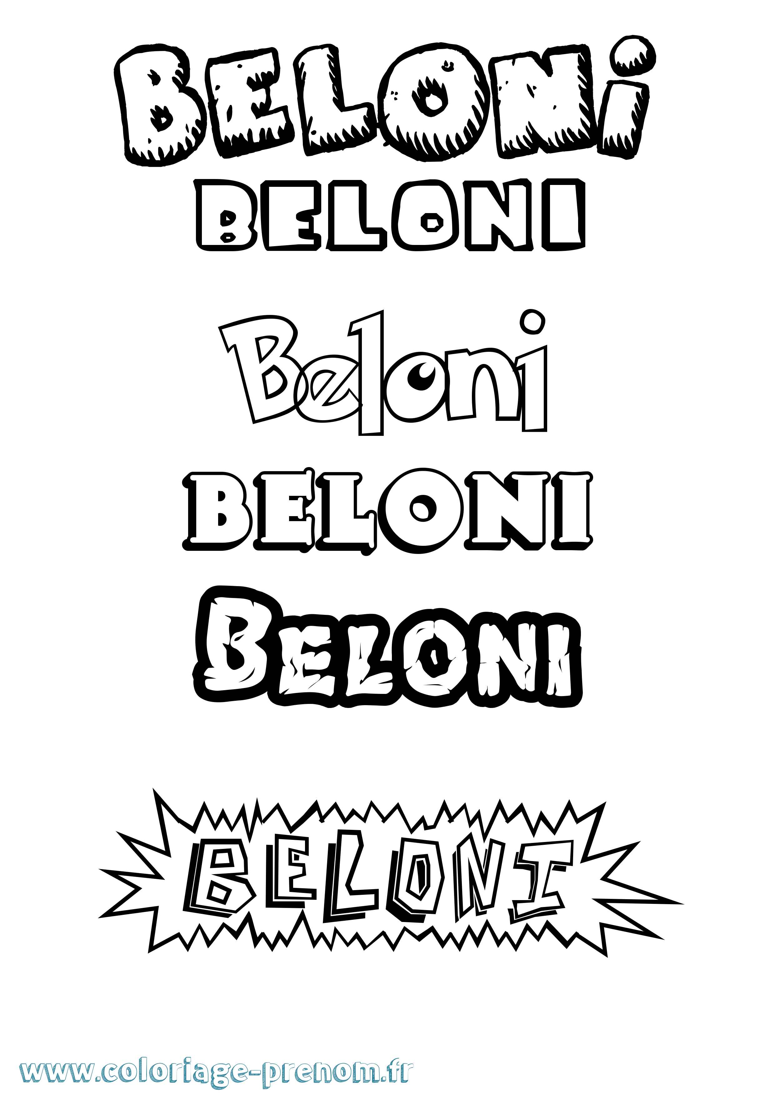 Coloriage prénom Beloni Dessin Animé