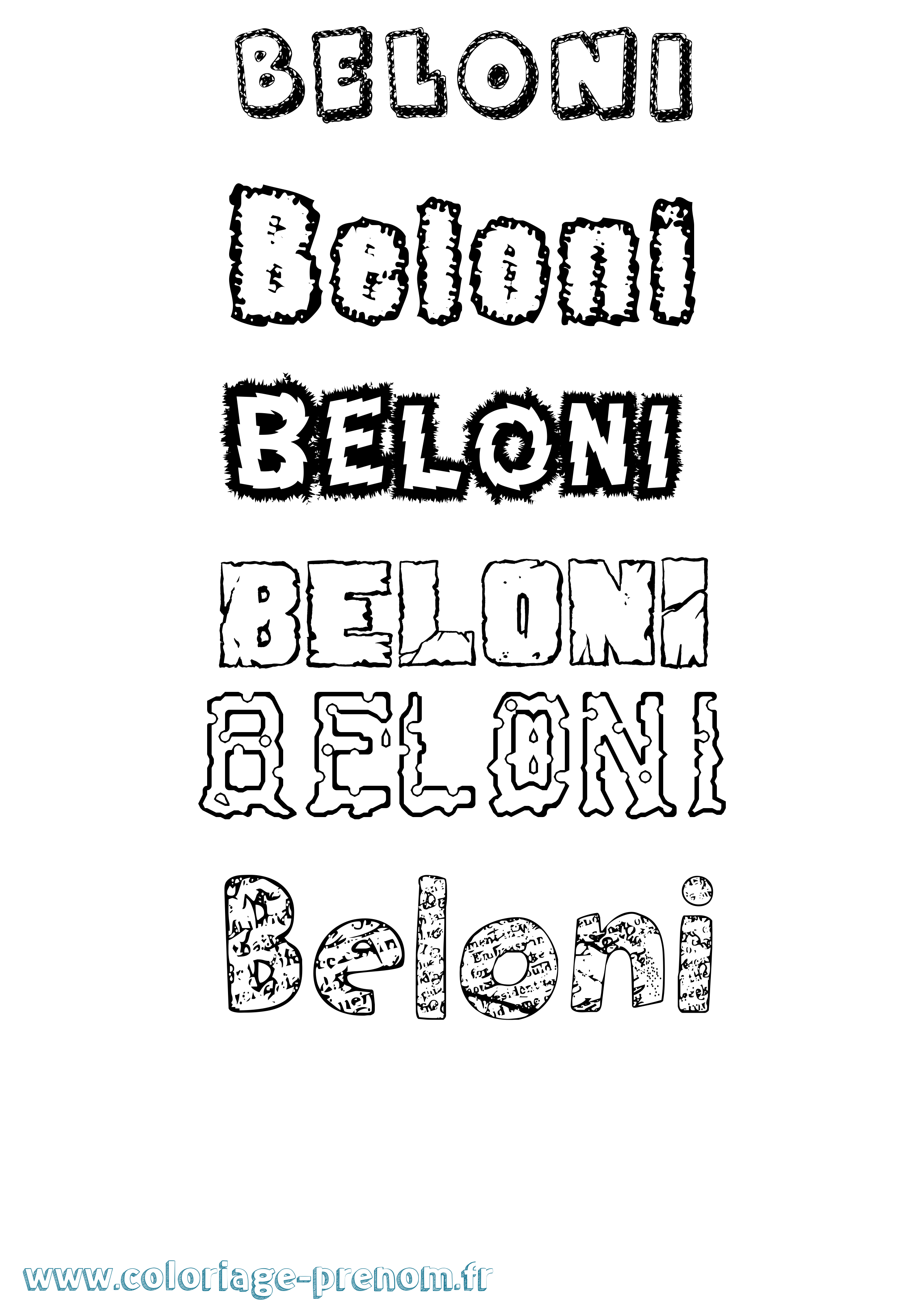 Coloriage prénom Beloni Destructuré