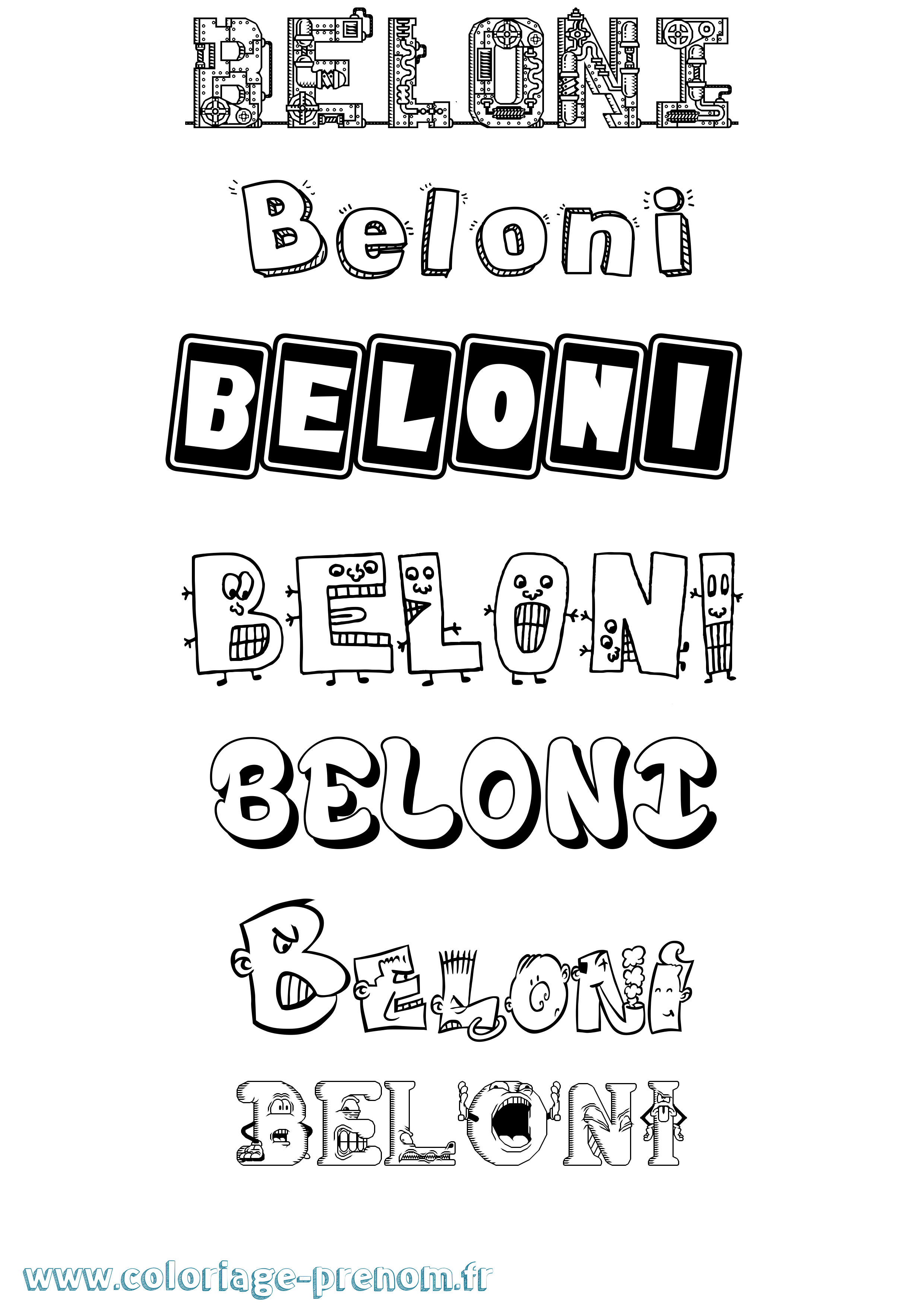 Coloriage prénom Beloni Fun