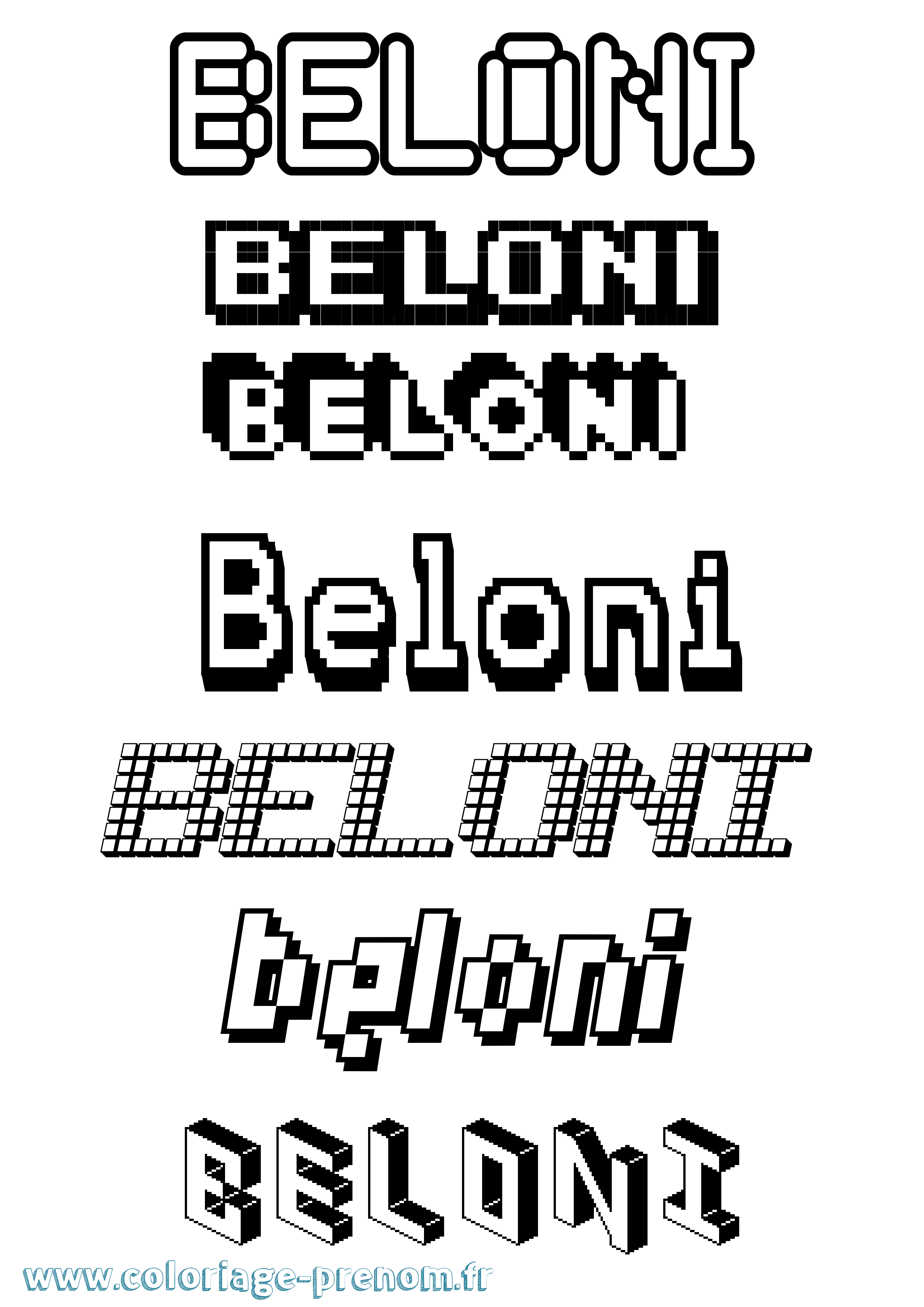 Coloriage prénom Beloni Pixel