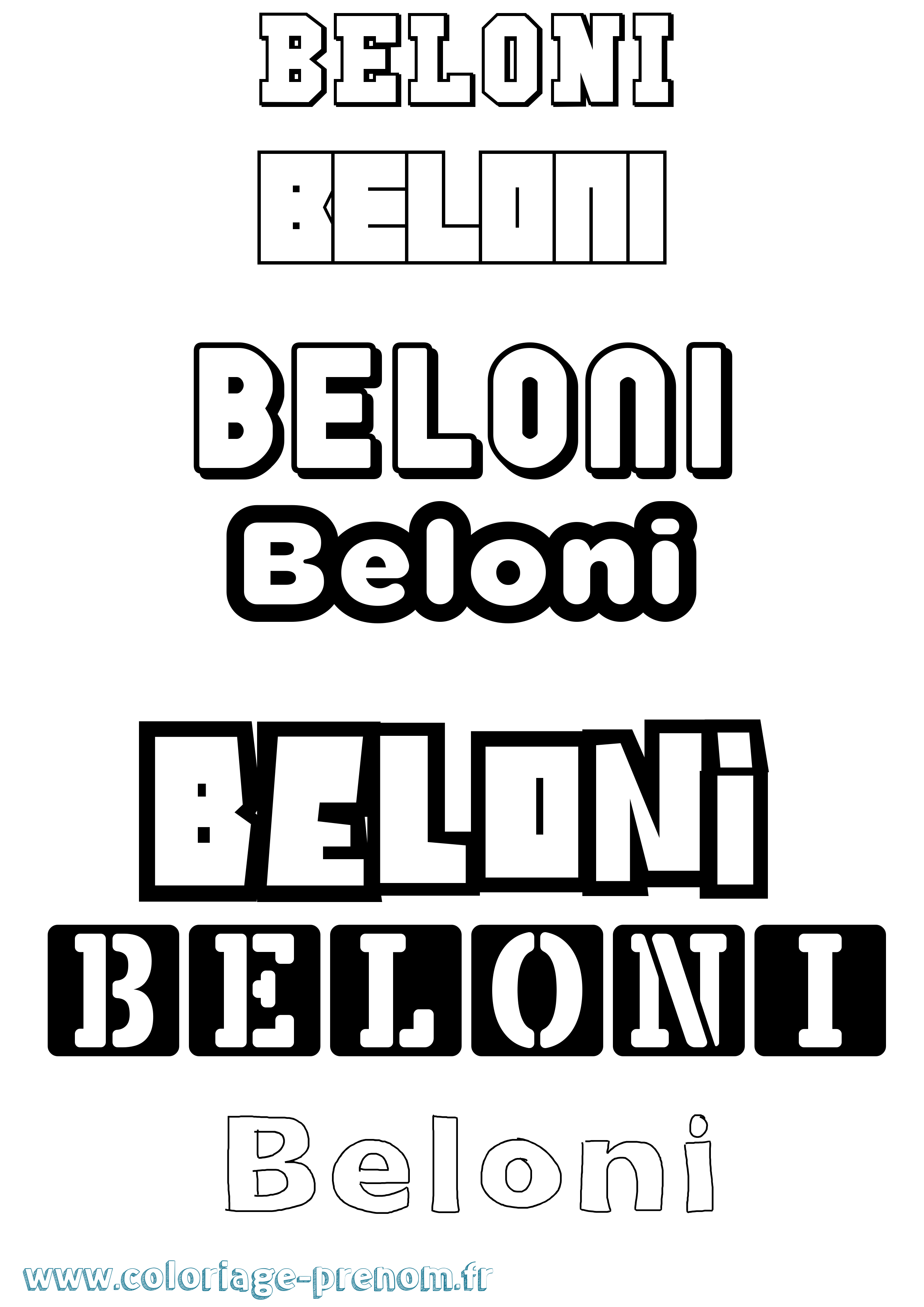 Coloriage prénom Beloni Simple
