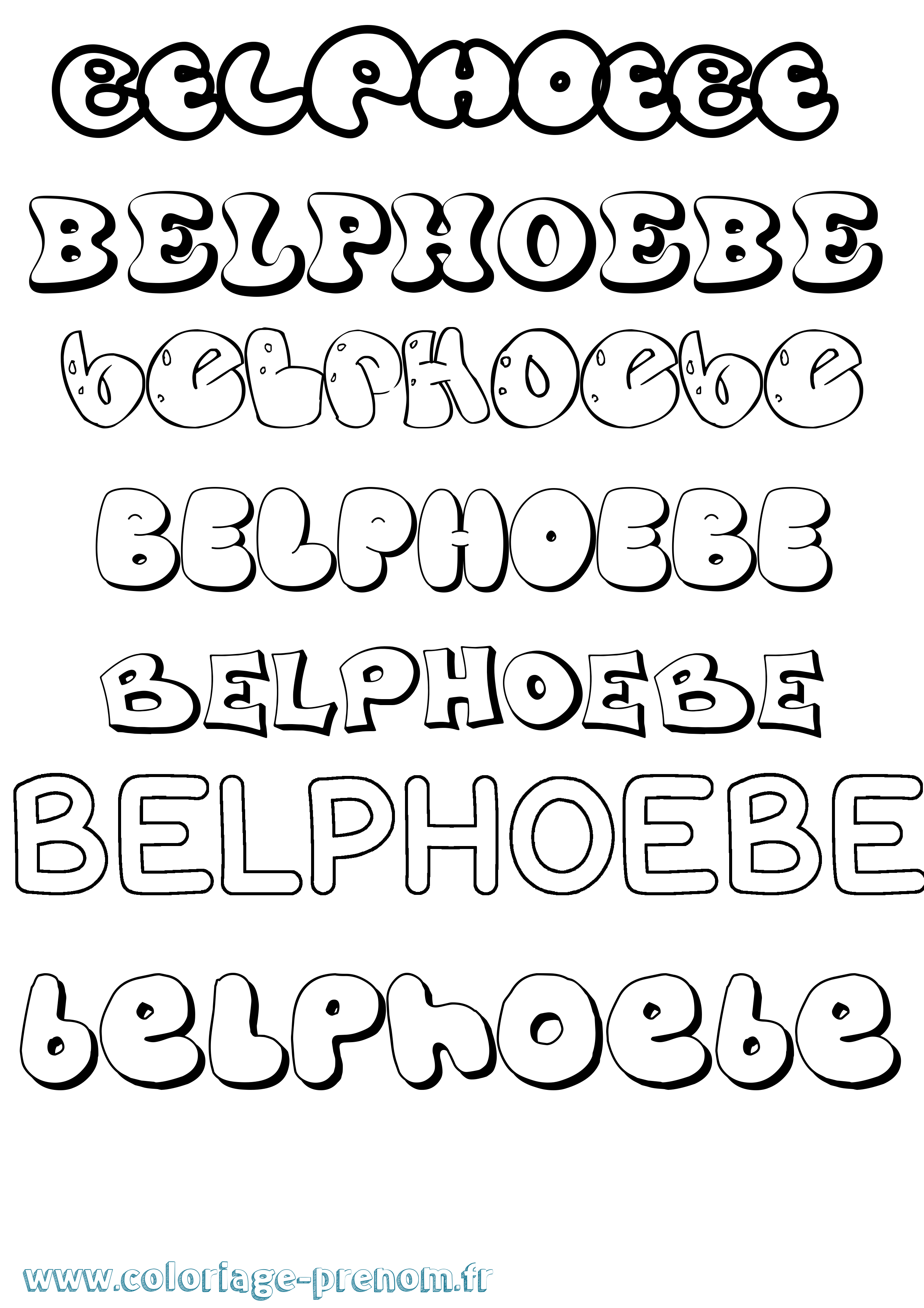Coloriage prénom Belphoebe Bubble