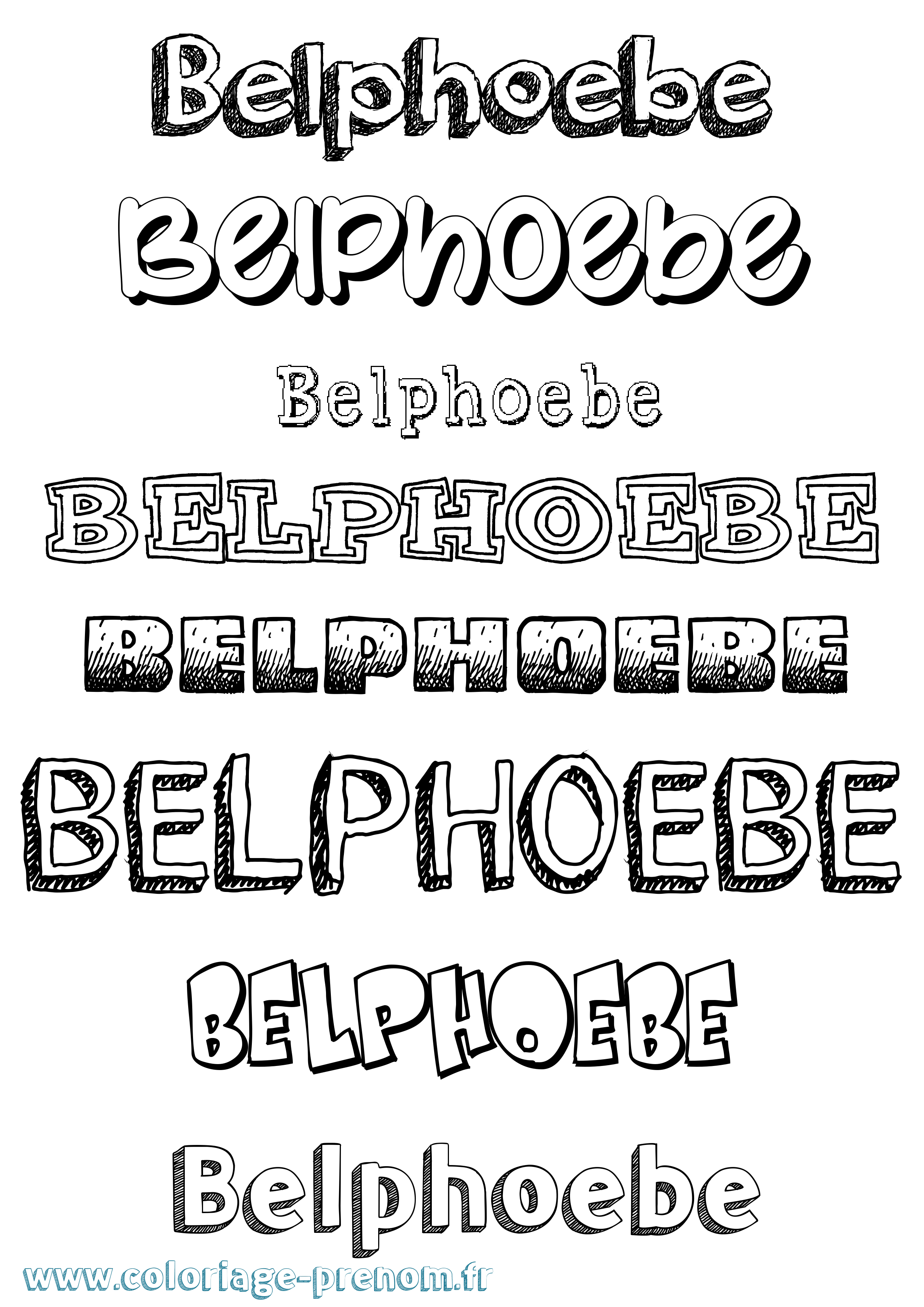 Coloriage prénom Belphoebe Dessiné