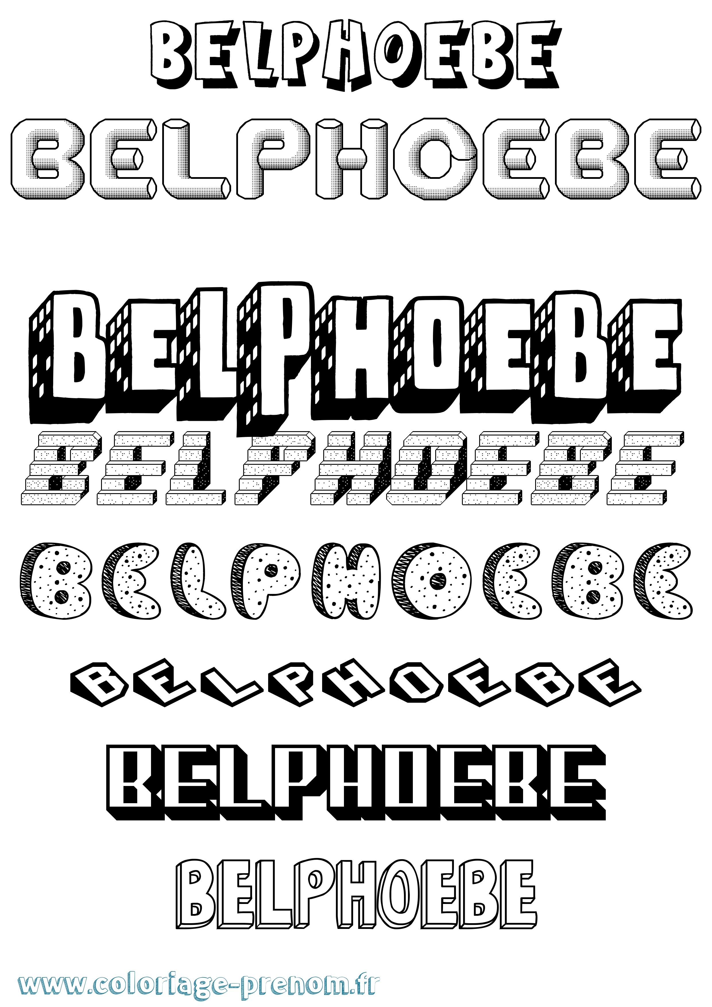 Coloriage prénom Belphoebe Effet 3D