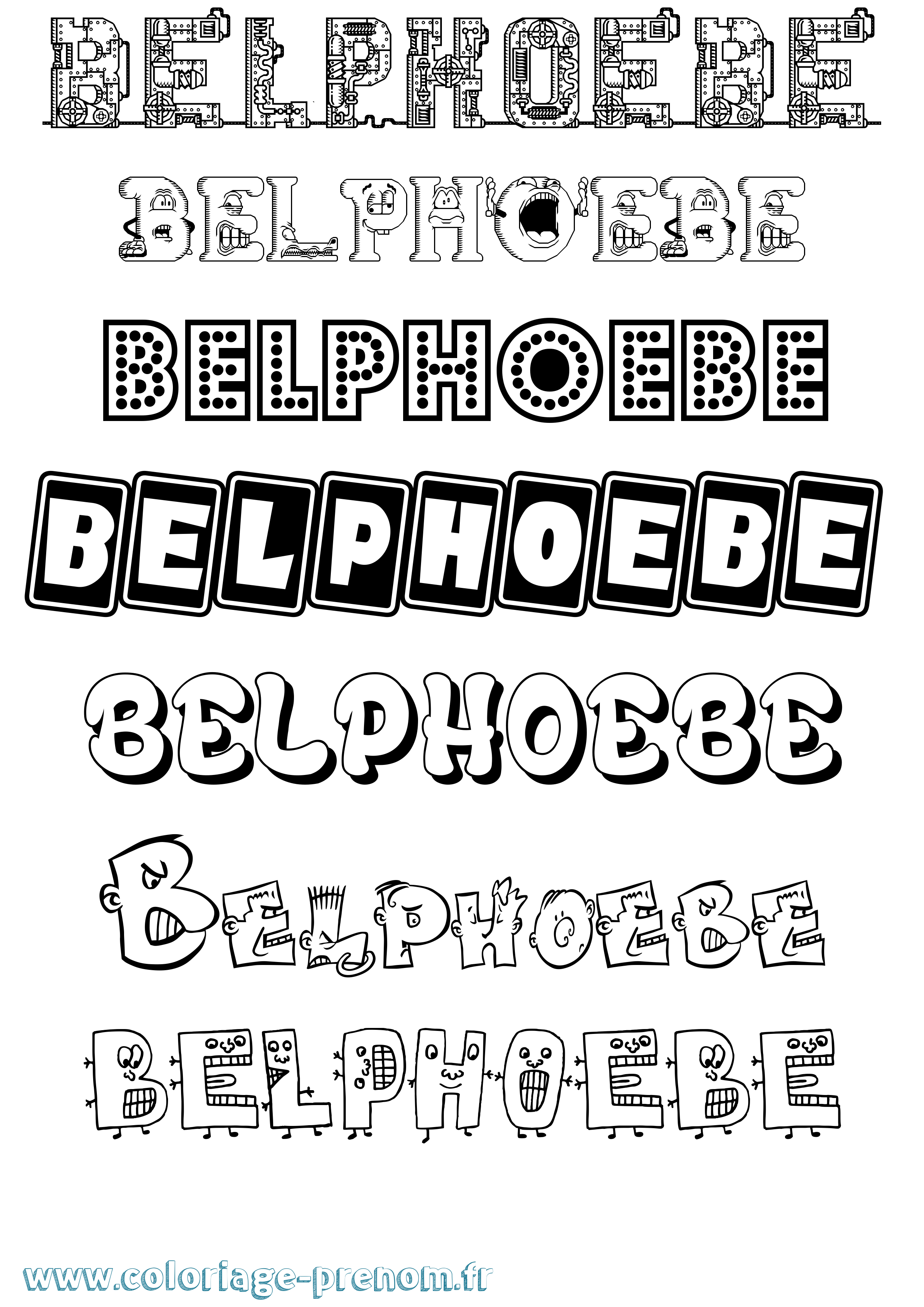 Coloriage prénom Belphoebe Fun