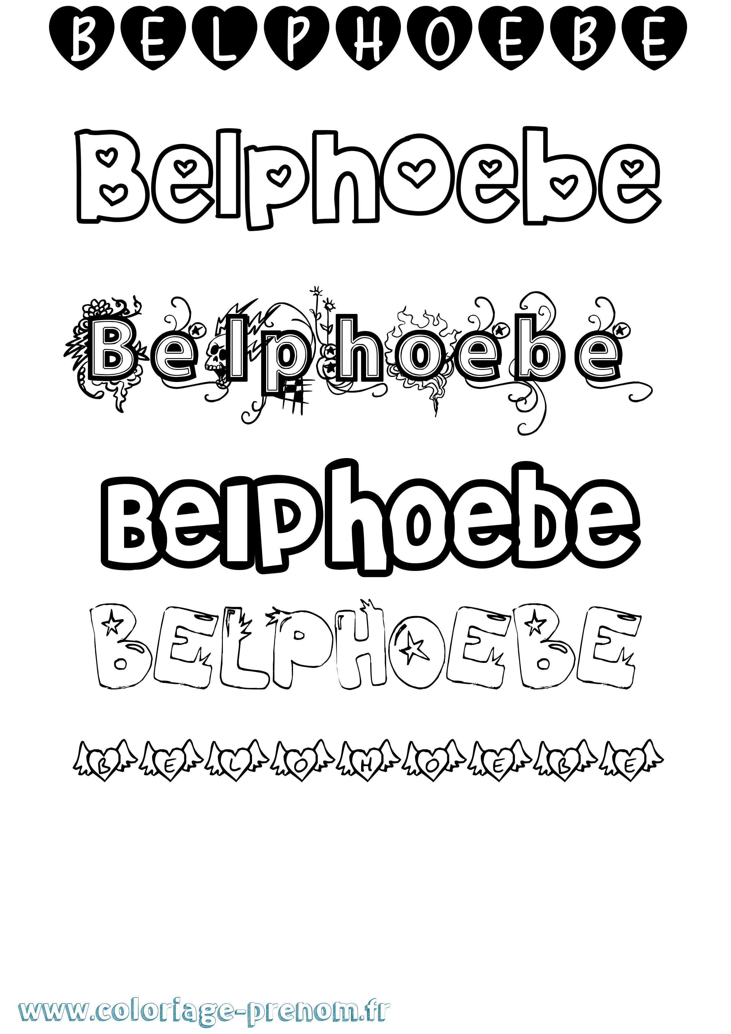 Coloriage prénom Belphoebe Girly