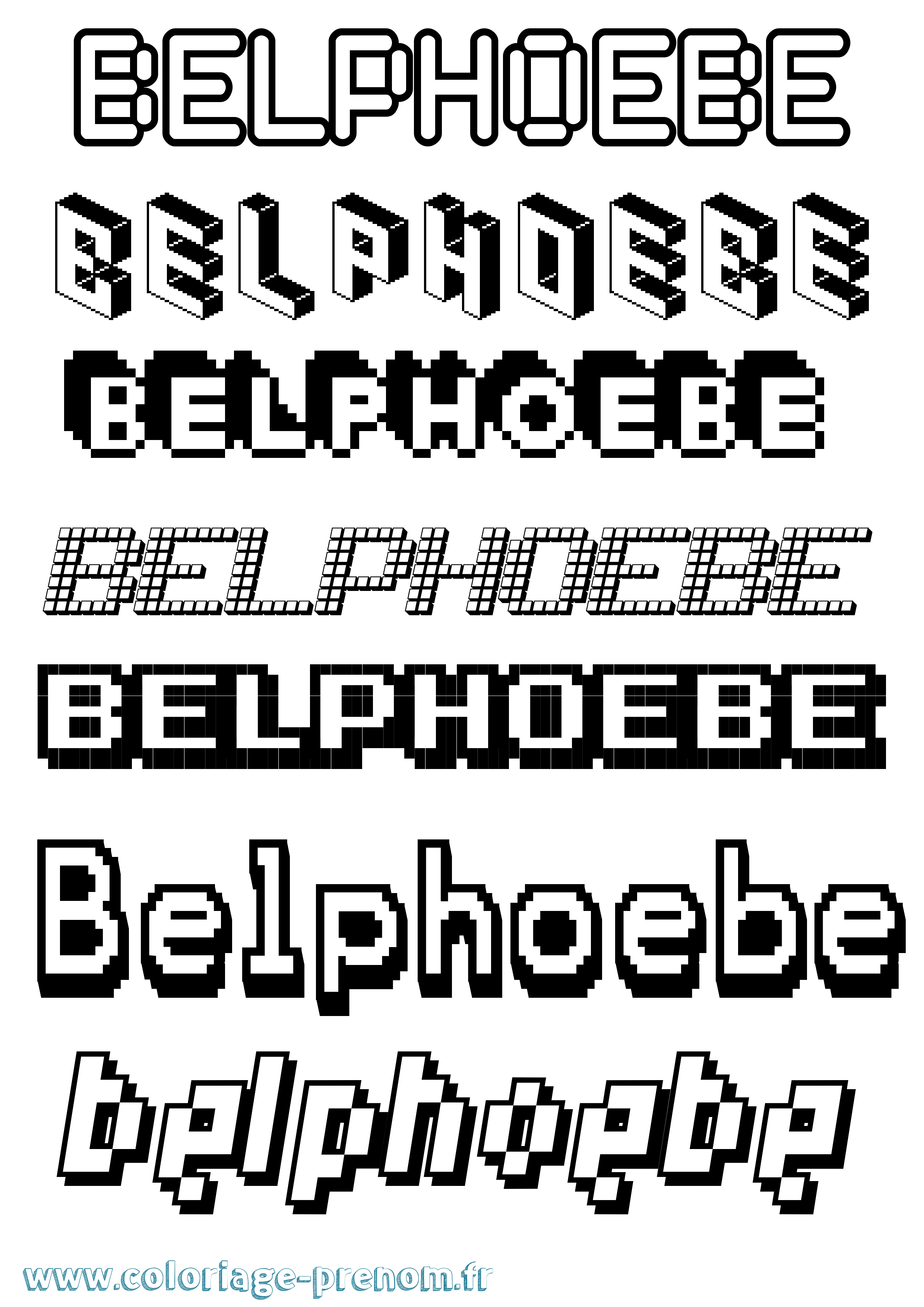 Coloriage prénom Belphoebe Pixel