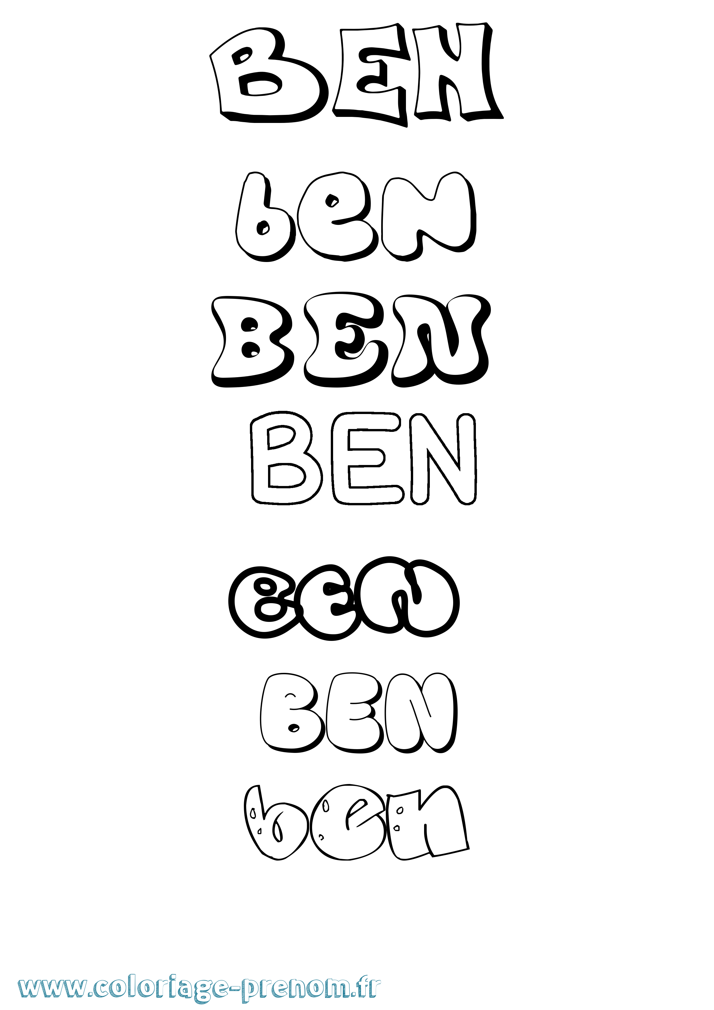 Coloriage Ben Bubble Coloriage prénom Ben Bubble