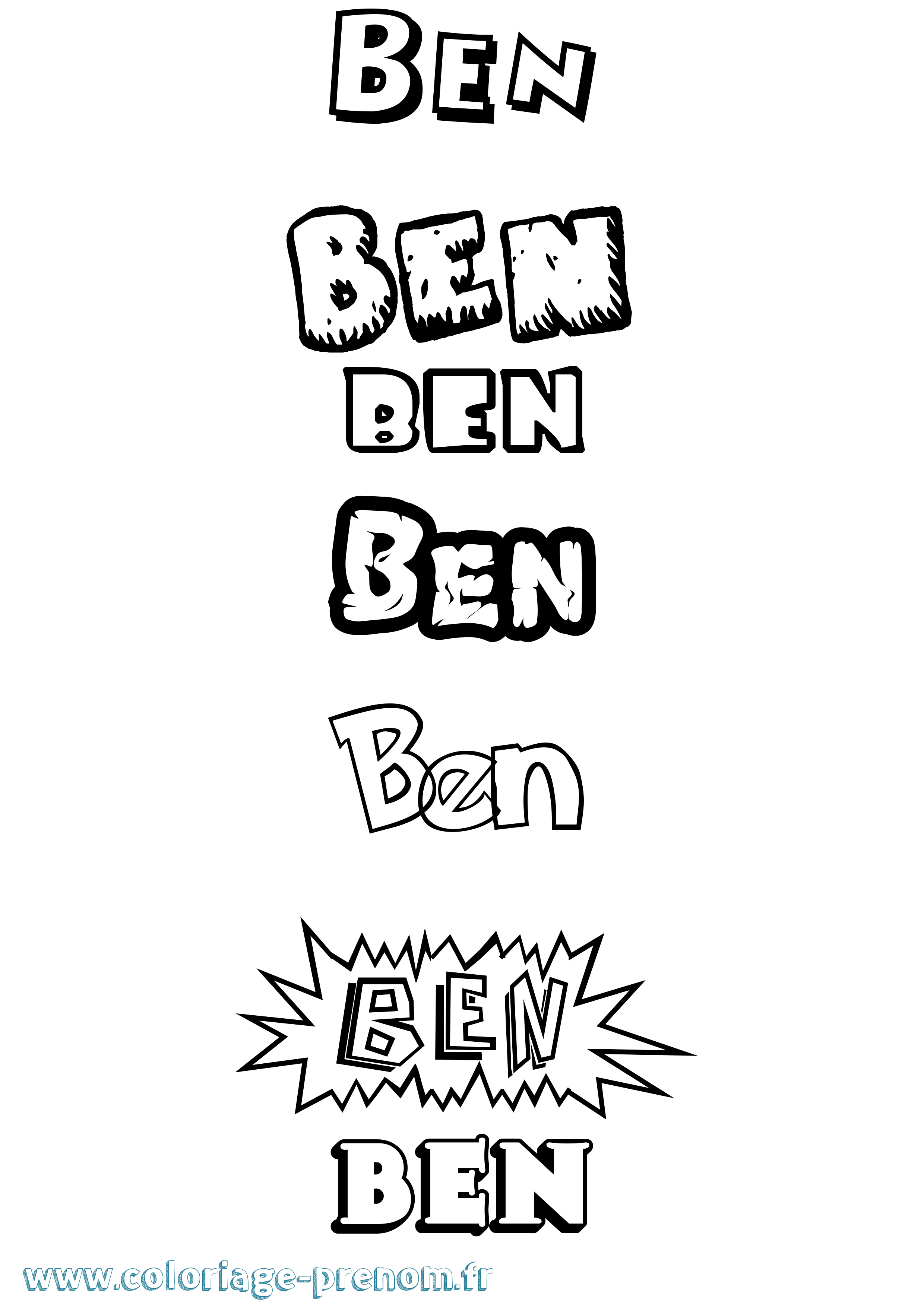 Coloriage Ben Dessin Animé Coloriage prénom Ben Dessin Animé