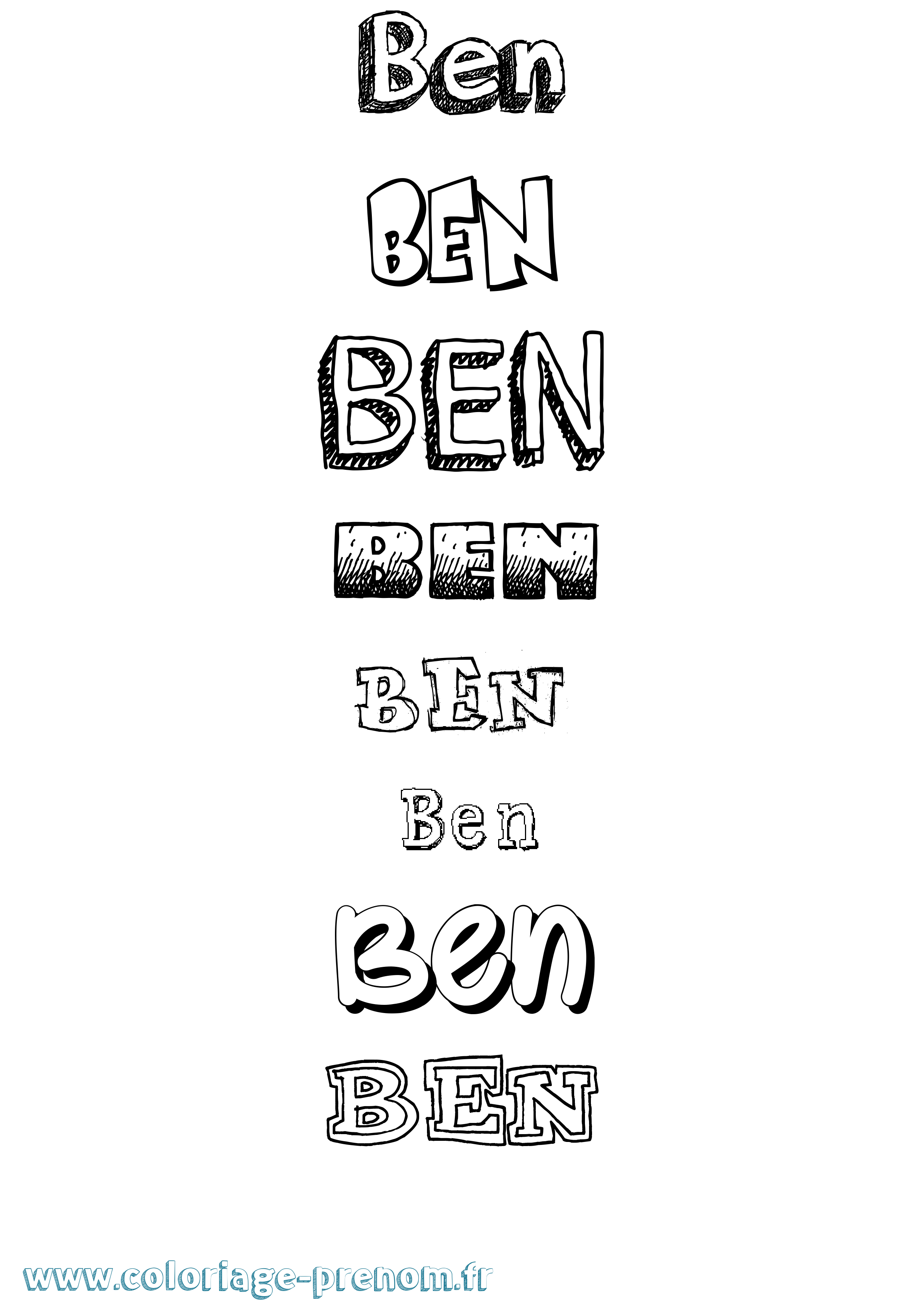 Coloriage Ben Dessiné Coloriage prénom Ben Dessiné