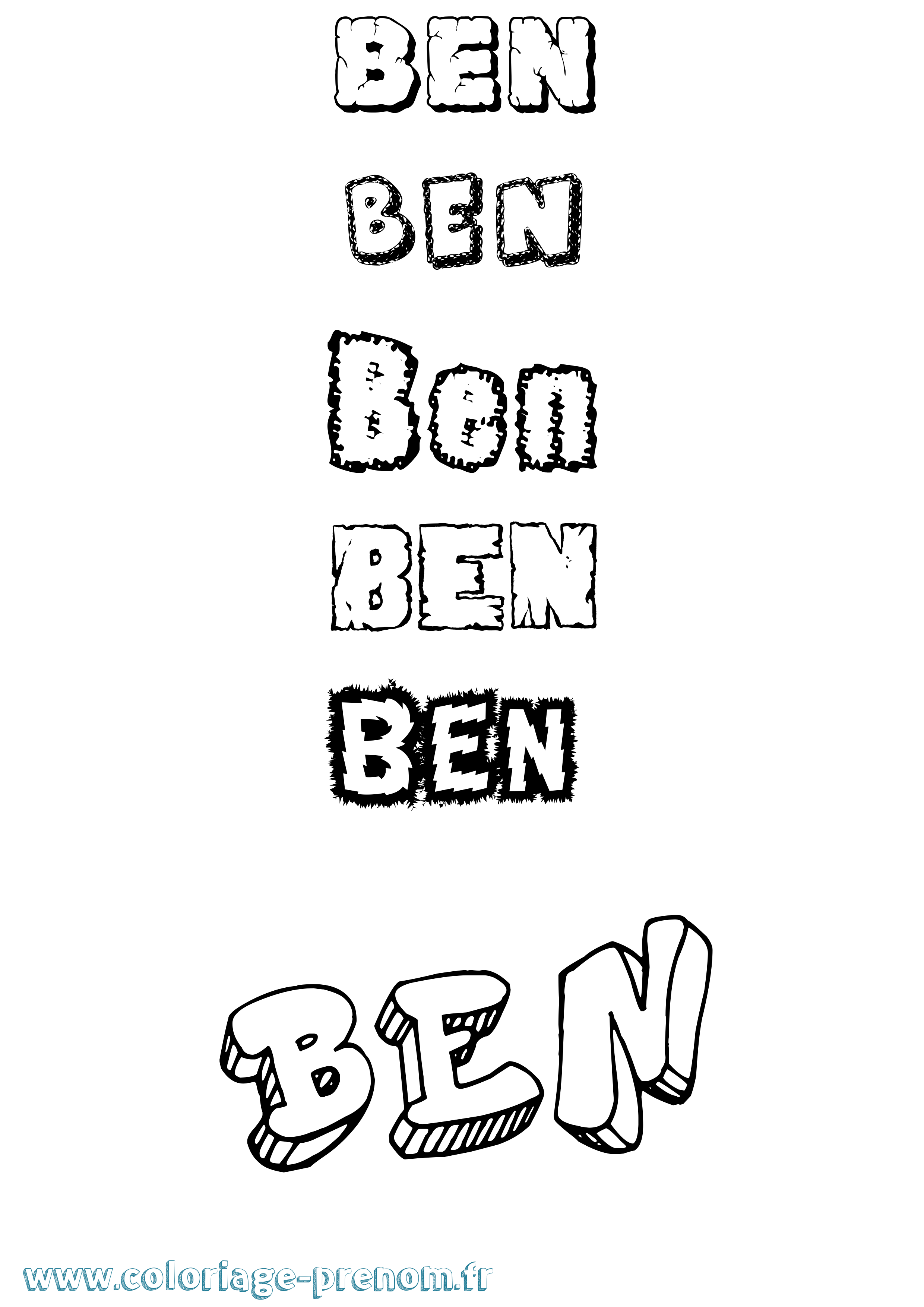 Coloriage prénom Ben Destructuré