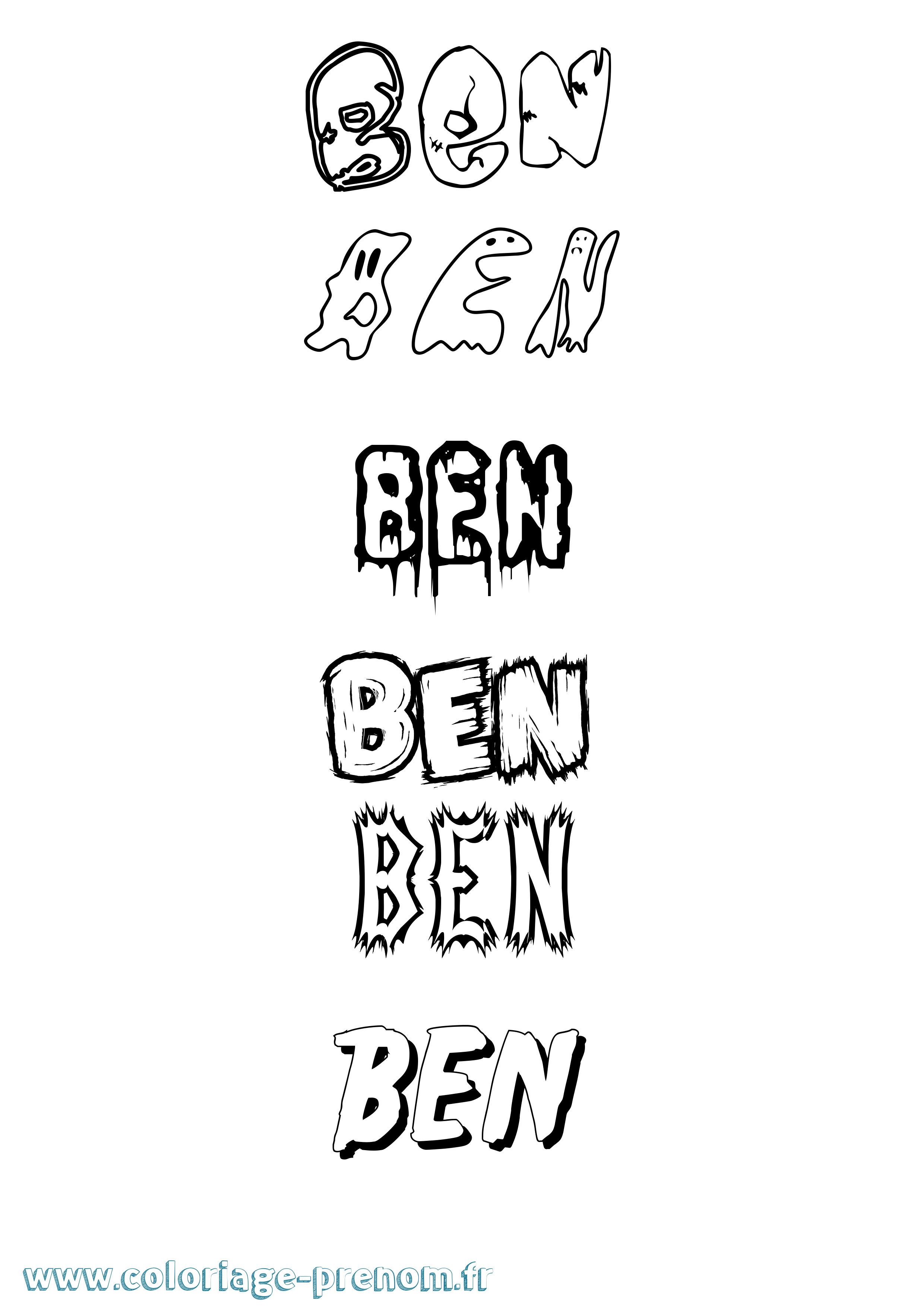 Coloriage Ben Frisson Coloriage prénom Ben Frisson