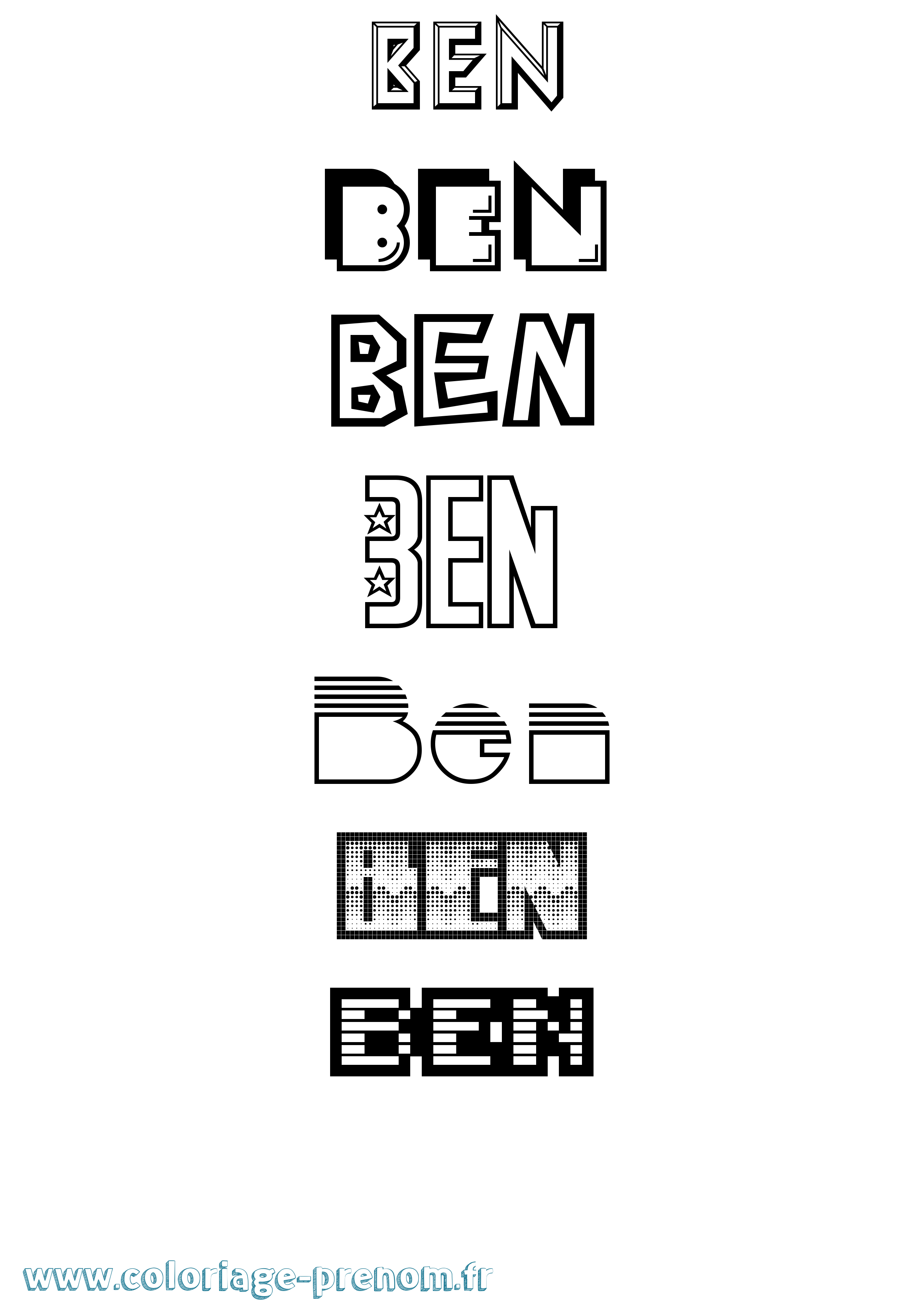 Coloriage Ben Jeux Vidéos Coloriage prénom Ben Jeux Vidéos