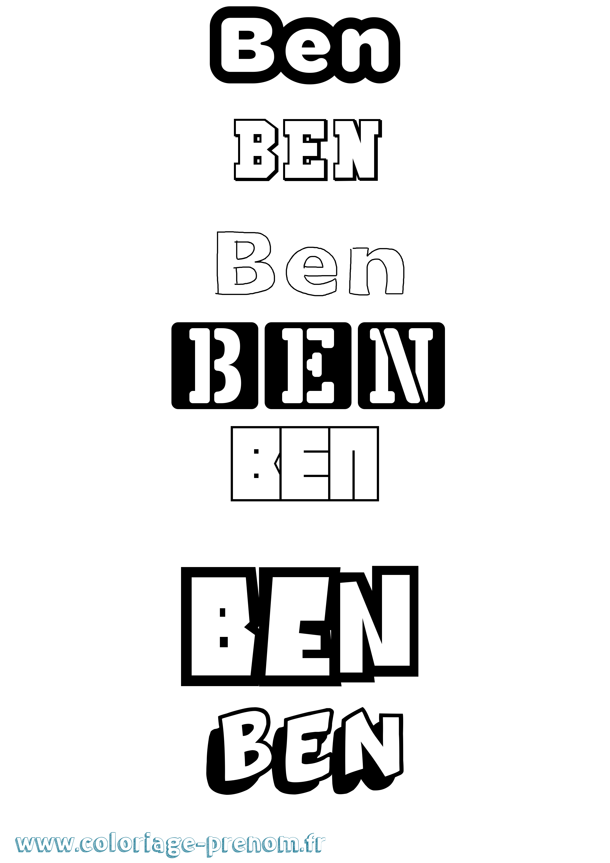 Coloriage Ben Simple Coloriage prénom Ben Simple