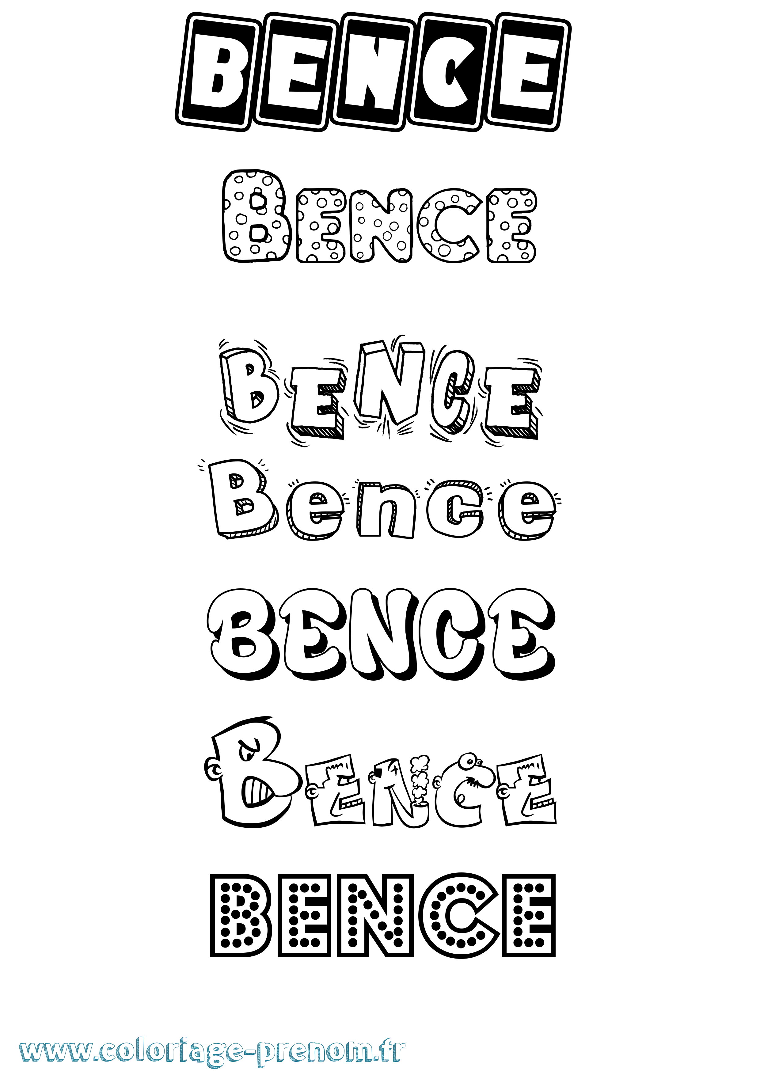 Coloriage prénom Bence Fun