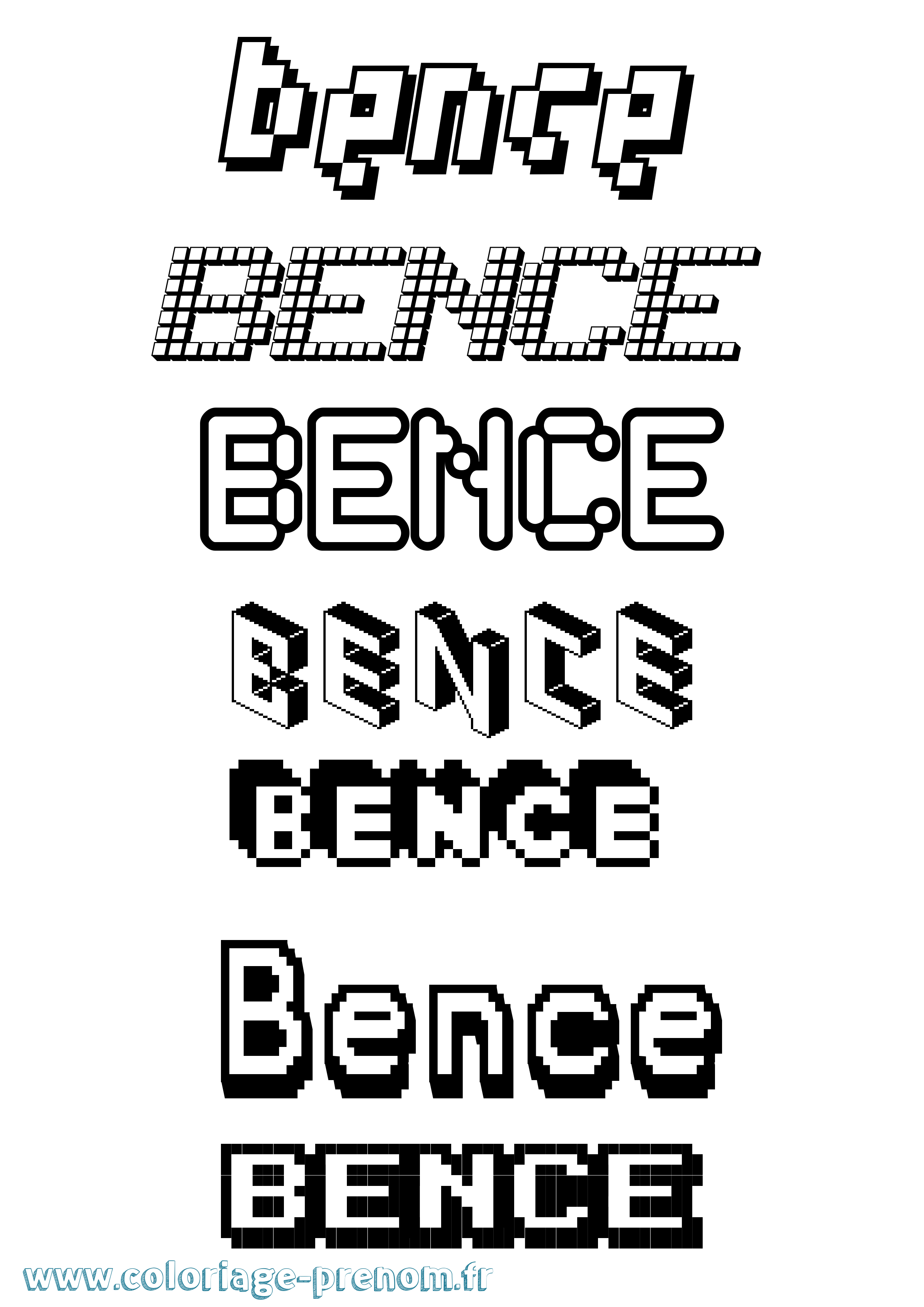 Coloriage prénom Bence Pixel