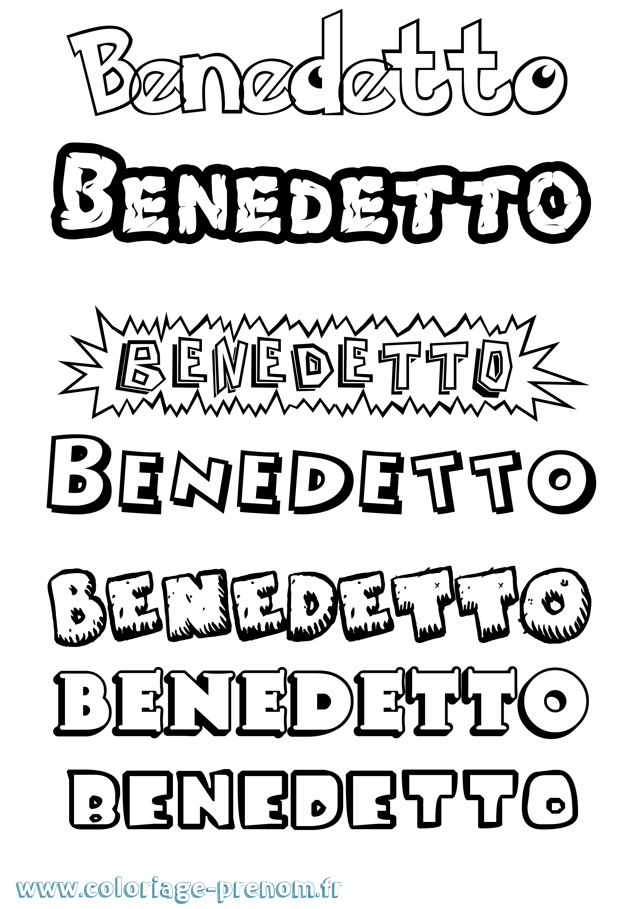 Coloriage prénom Benedetto Dessin Animé