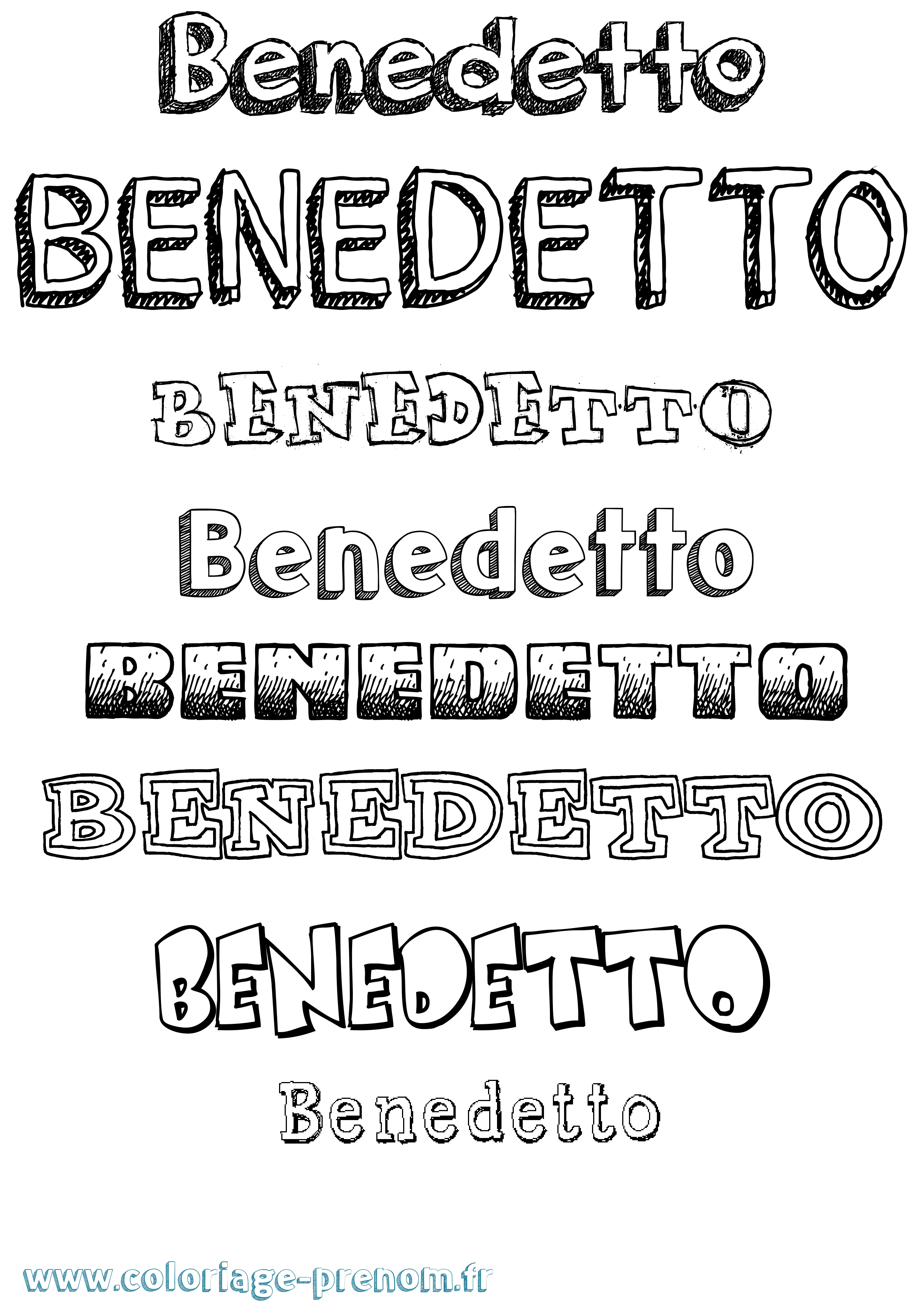 Coloriage prénom Benedetto Dessiné