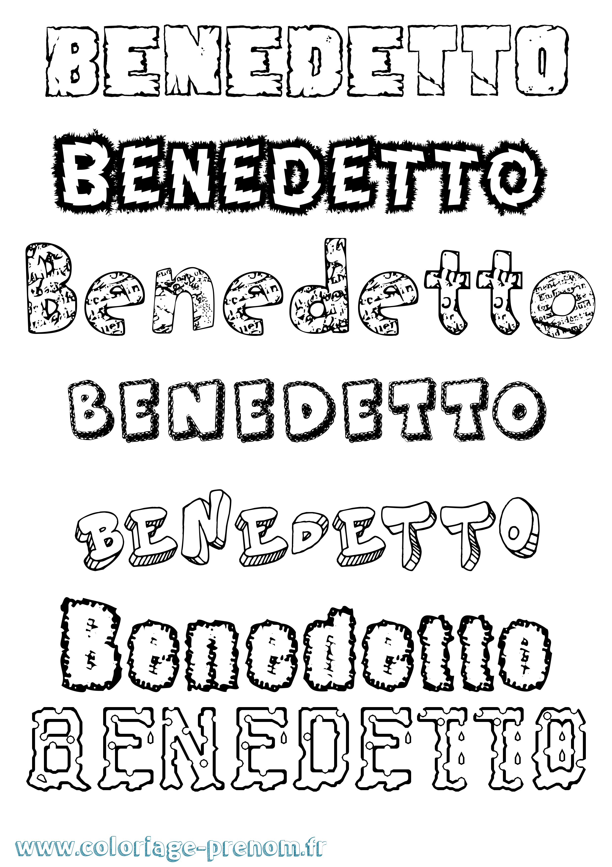 Coloriage prénom Benedetto Destructuré