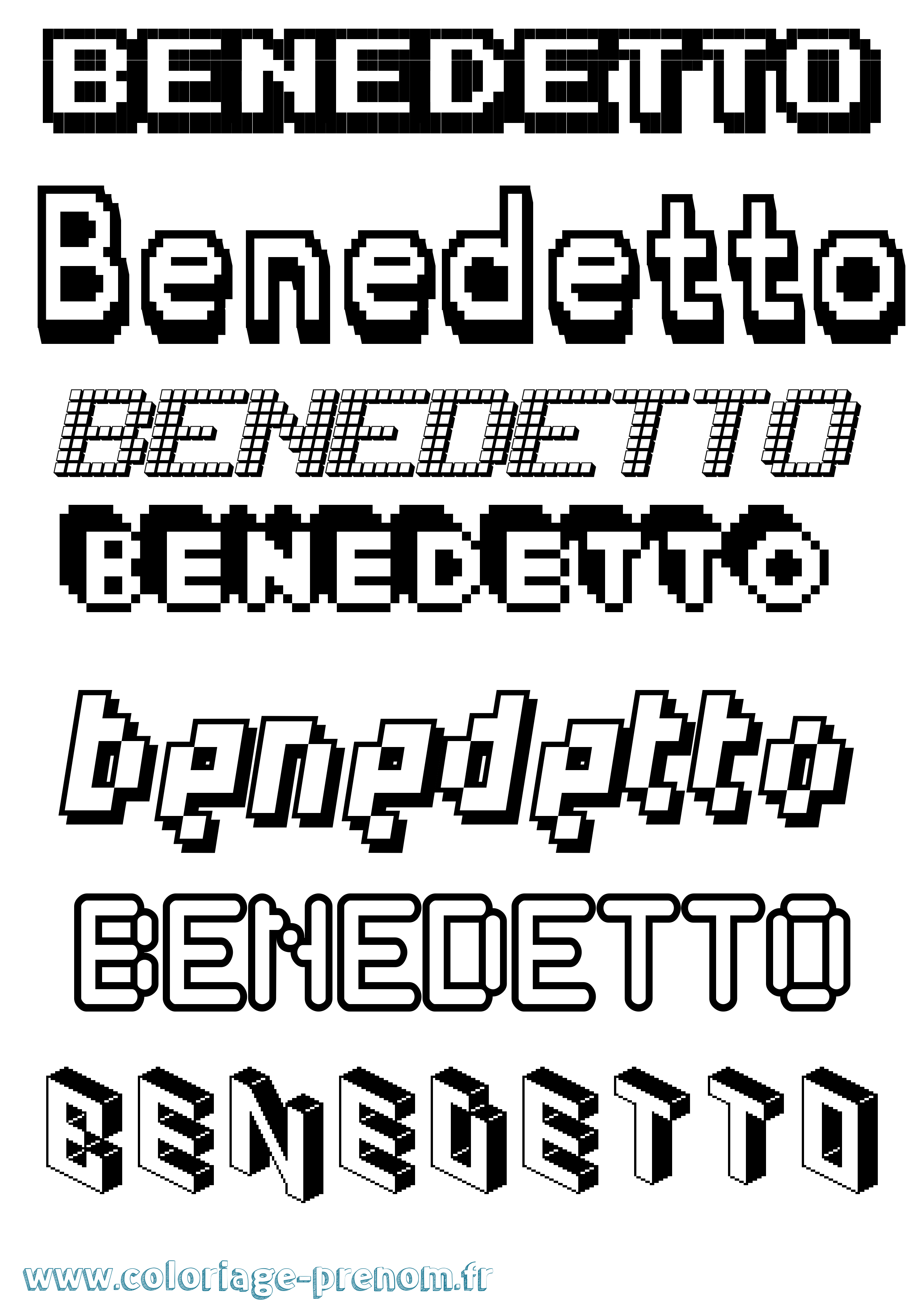 Coloriage prénom Benedetto Pixel