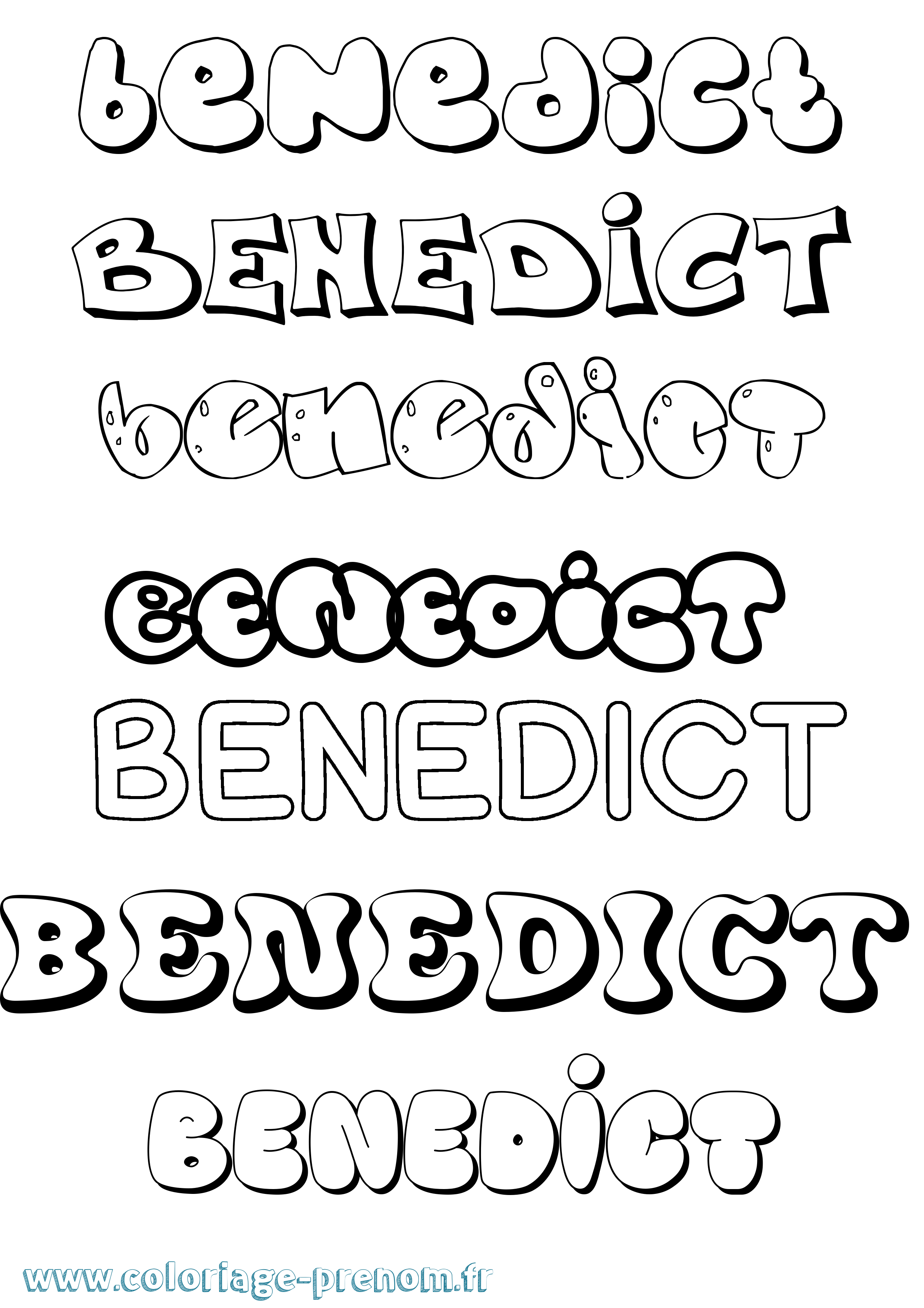 Coloriage prénom Benedict Bubble