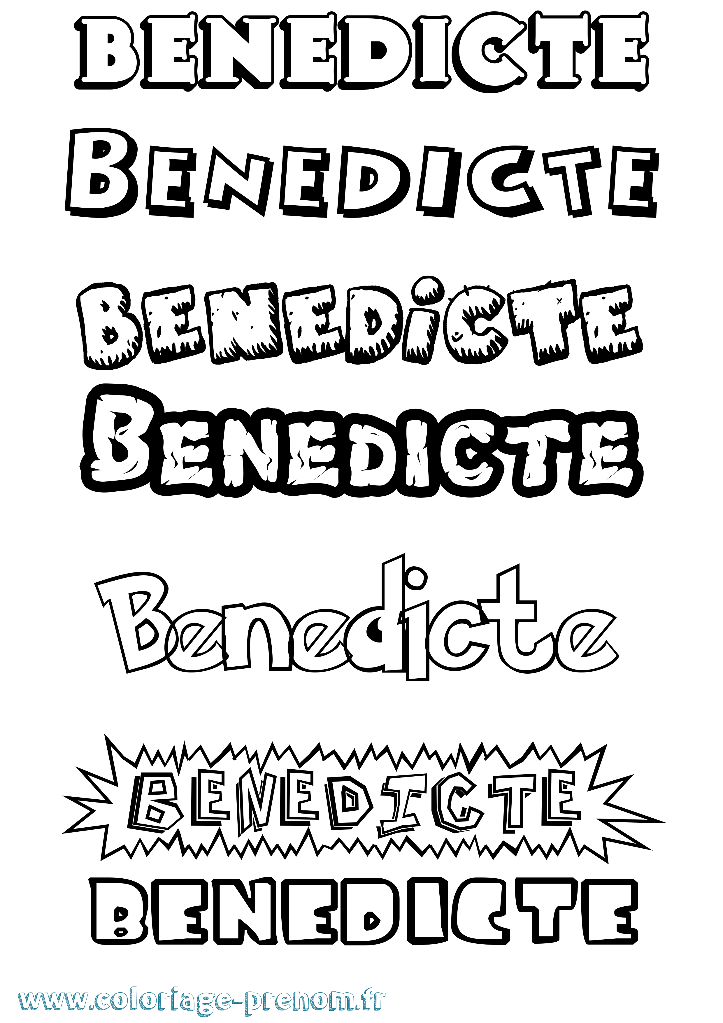 Coloriage prénom Benedicte Dessin Animé