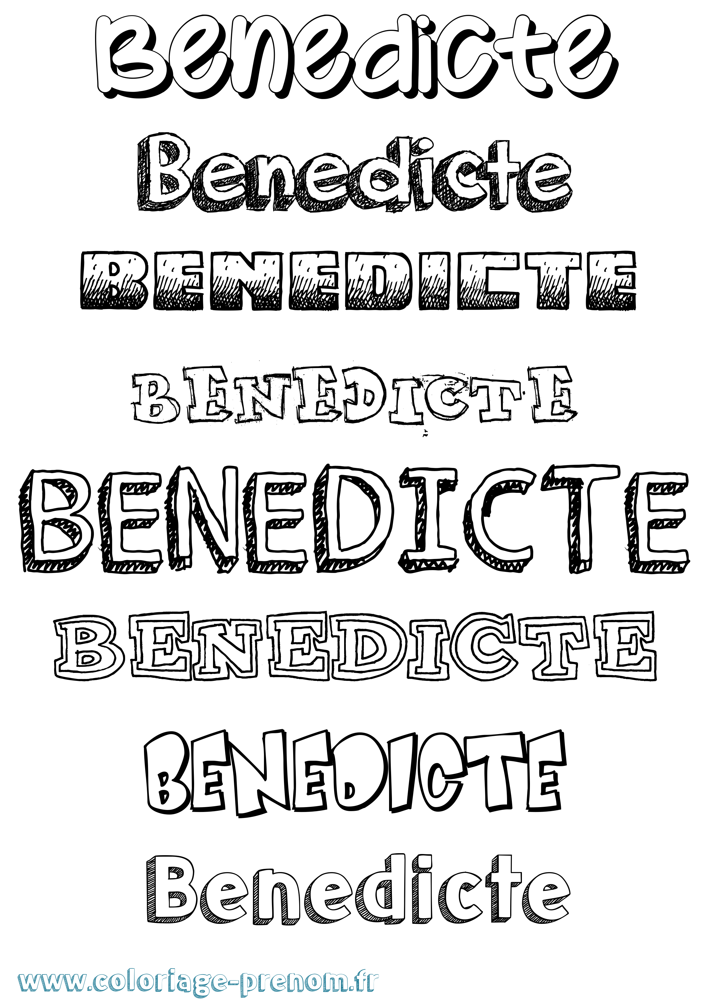 Coloriage prénom Benedicte Dessiné