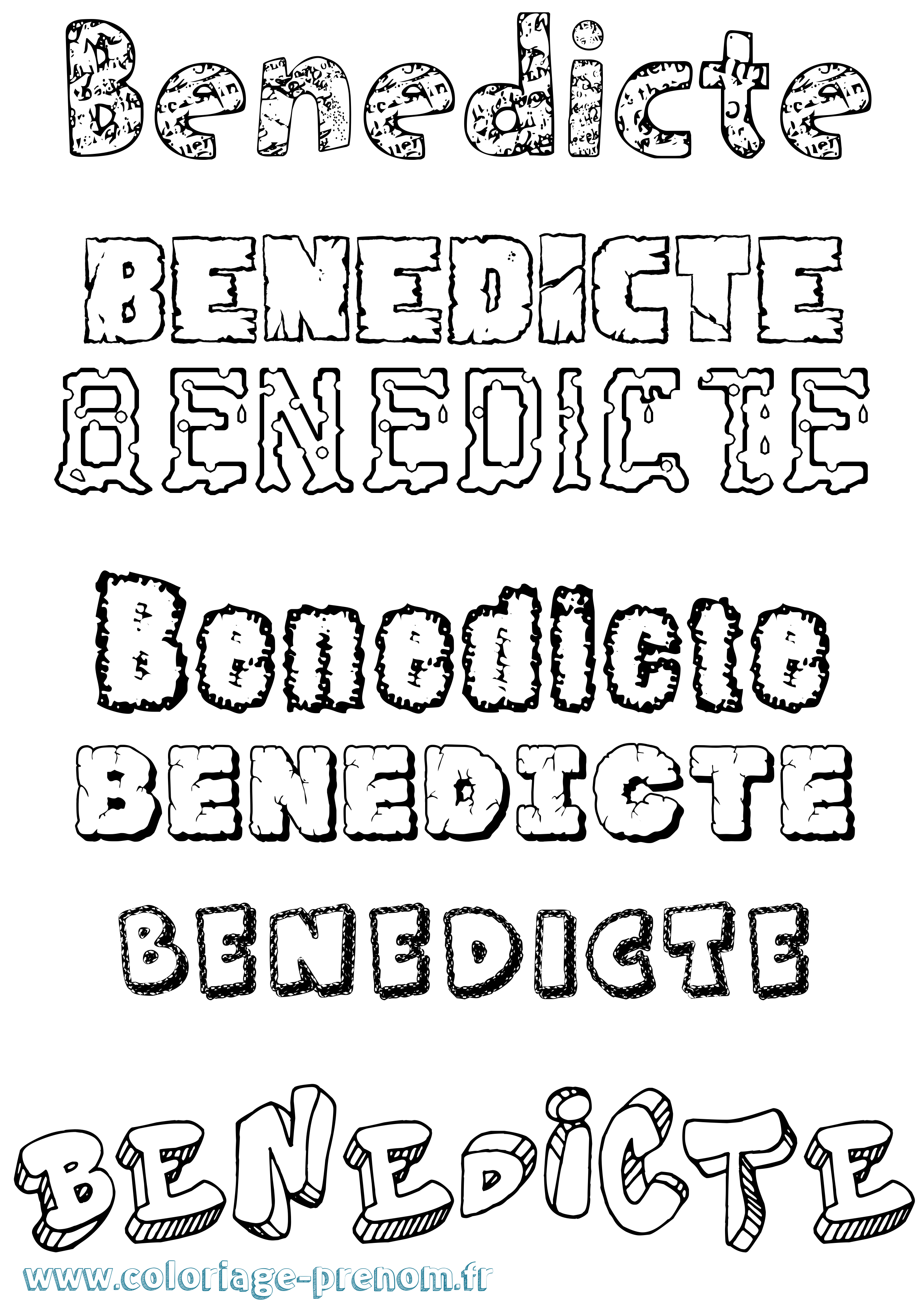 Coloriage prénom Benedicte Destructuré